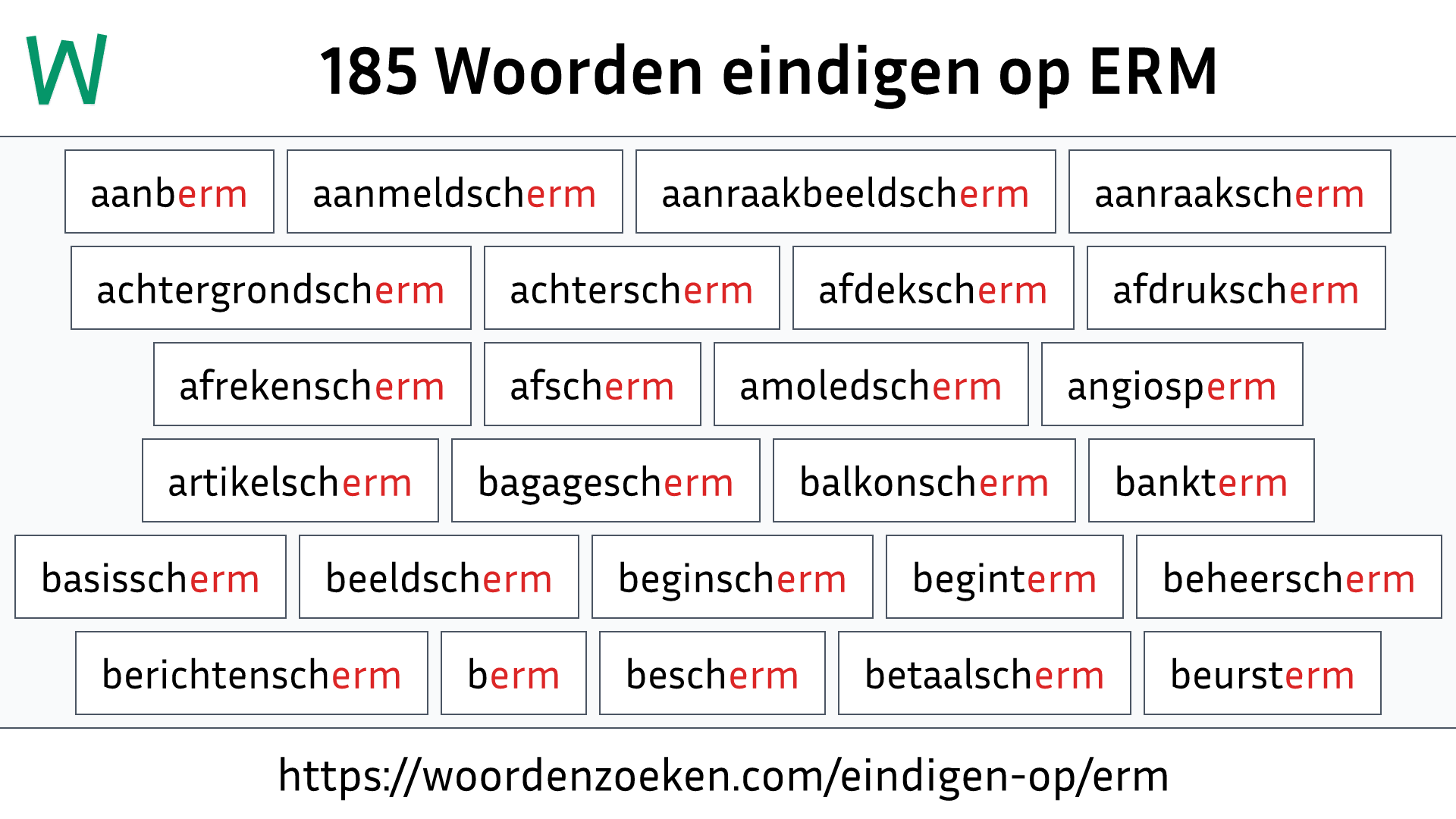 Woorden eindigen op ERM