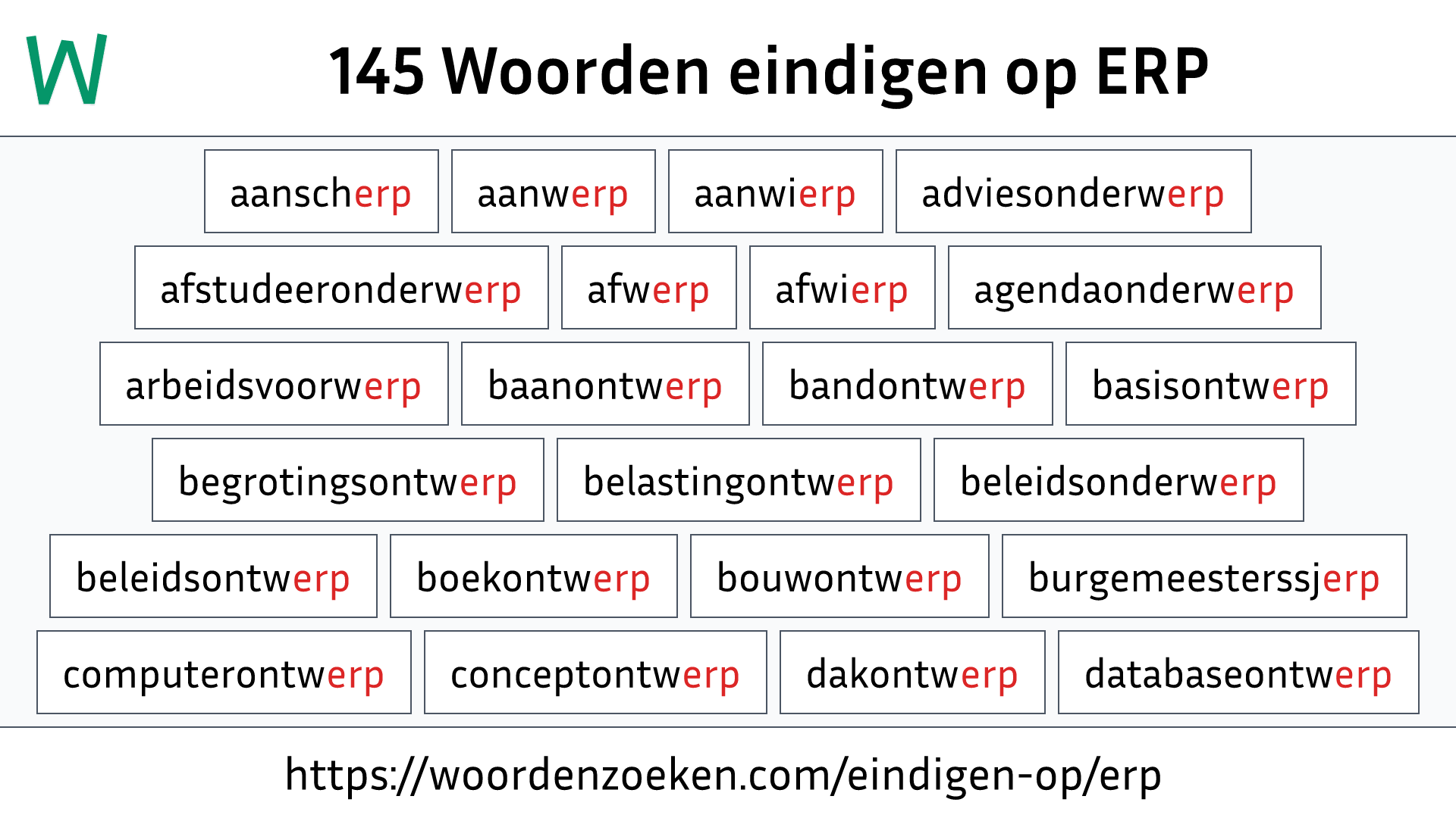 Woorden eindigen op ERP