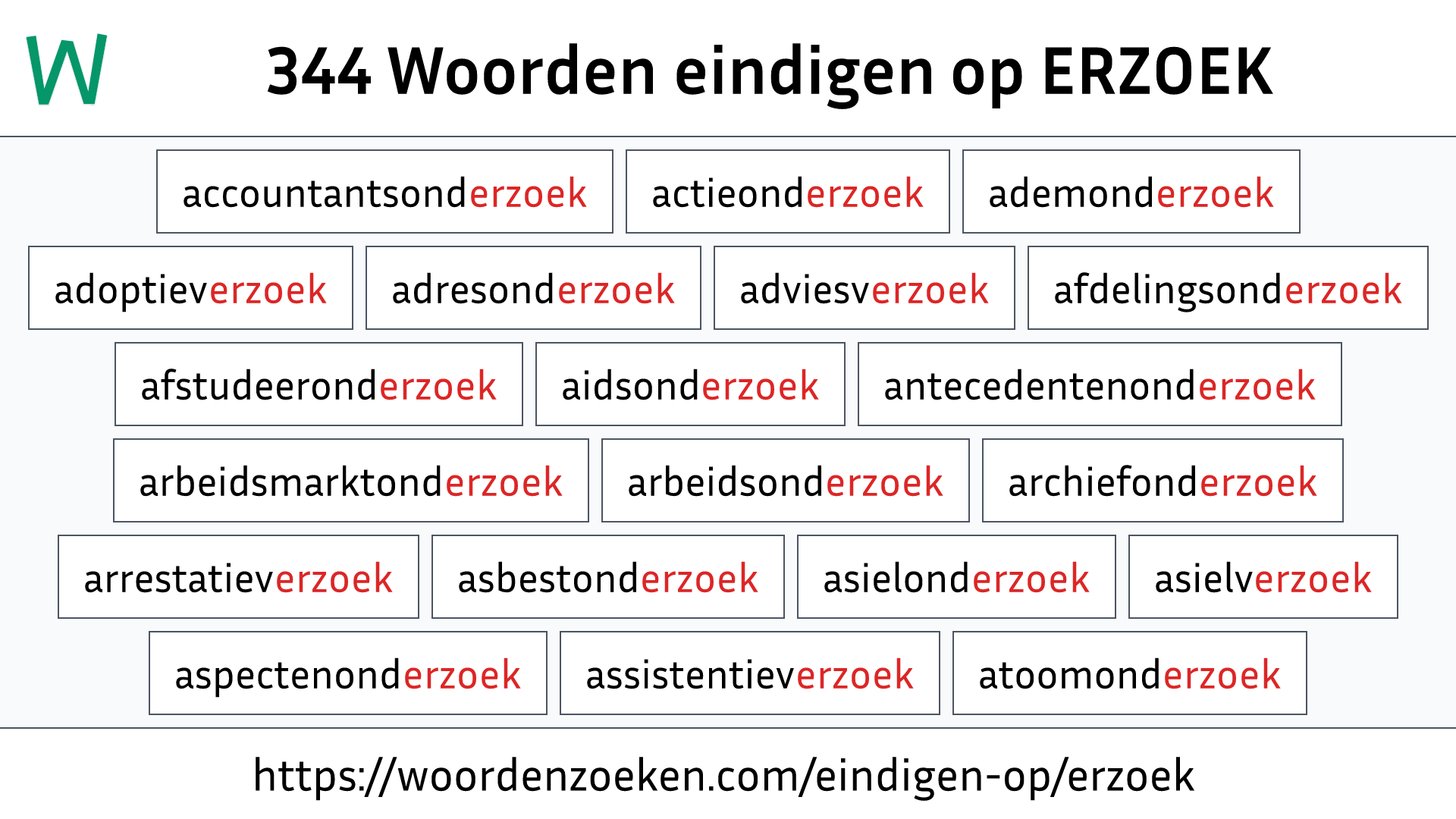 Woorden eindigen op ERZOEK