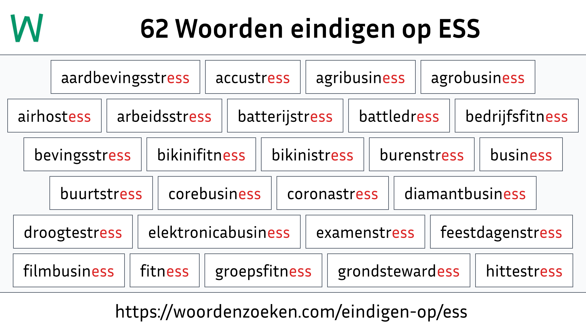 Woorden eindigen op ESS