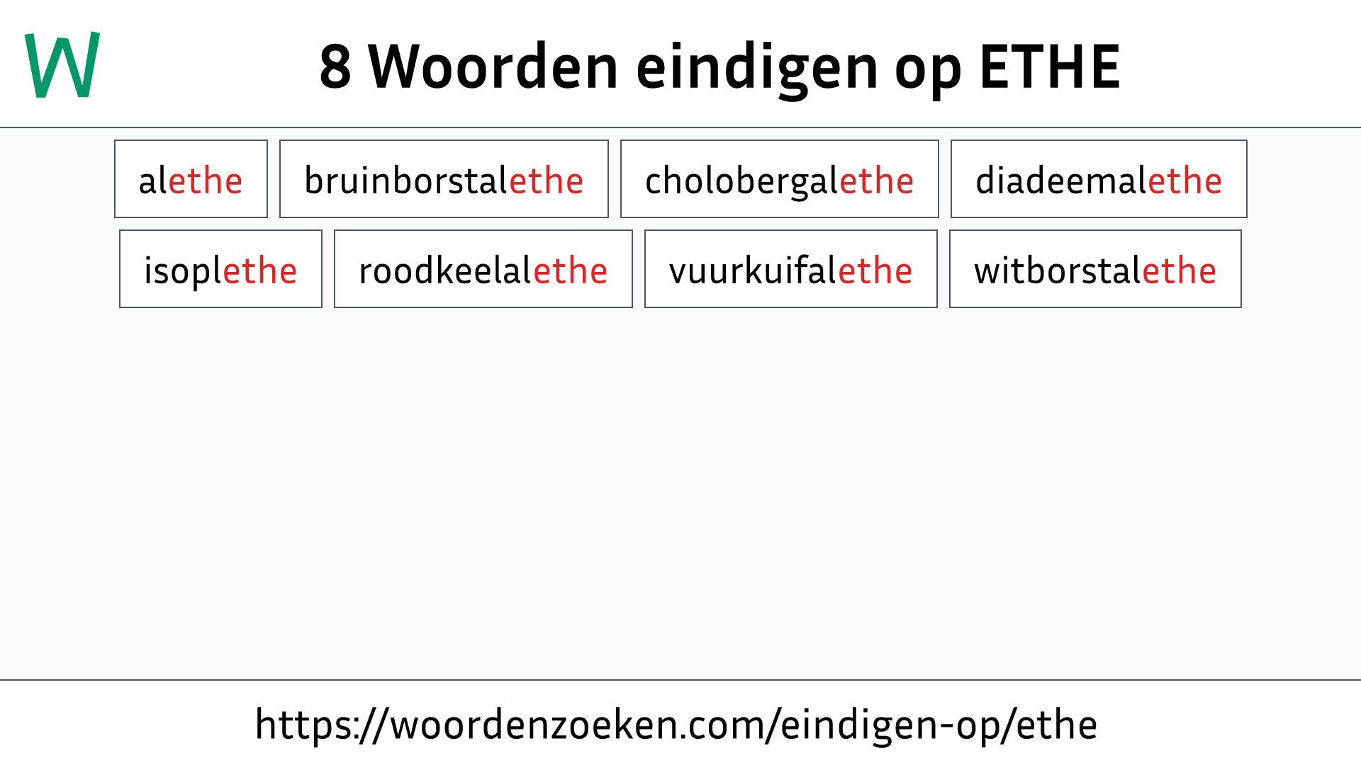 Woorden eindigen op ETHE