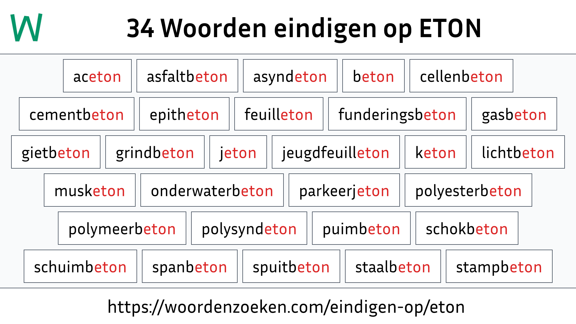 Woorden eindigen op ETON