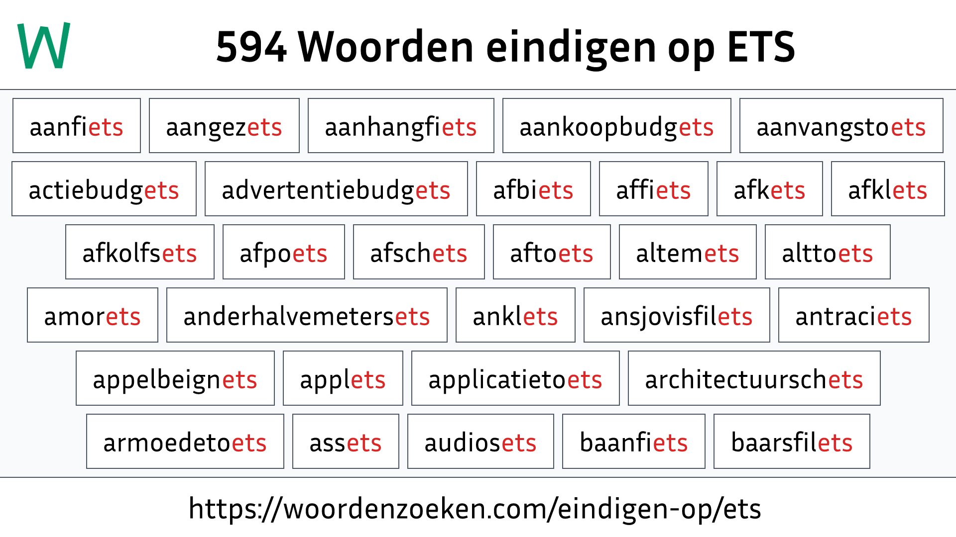Woorden eindigen op ETS
