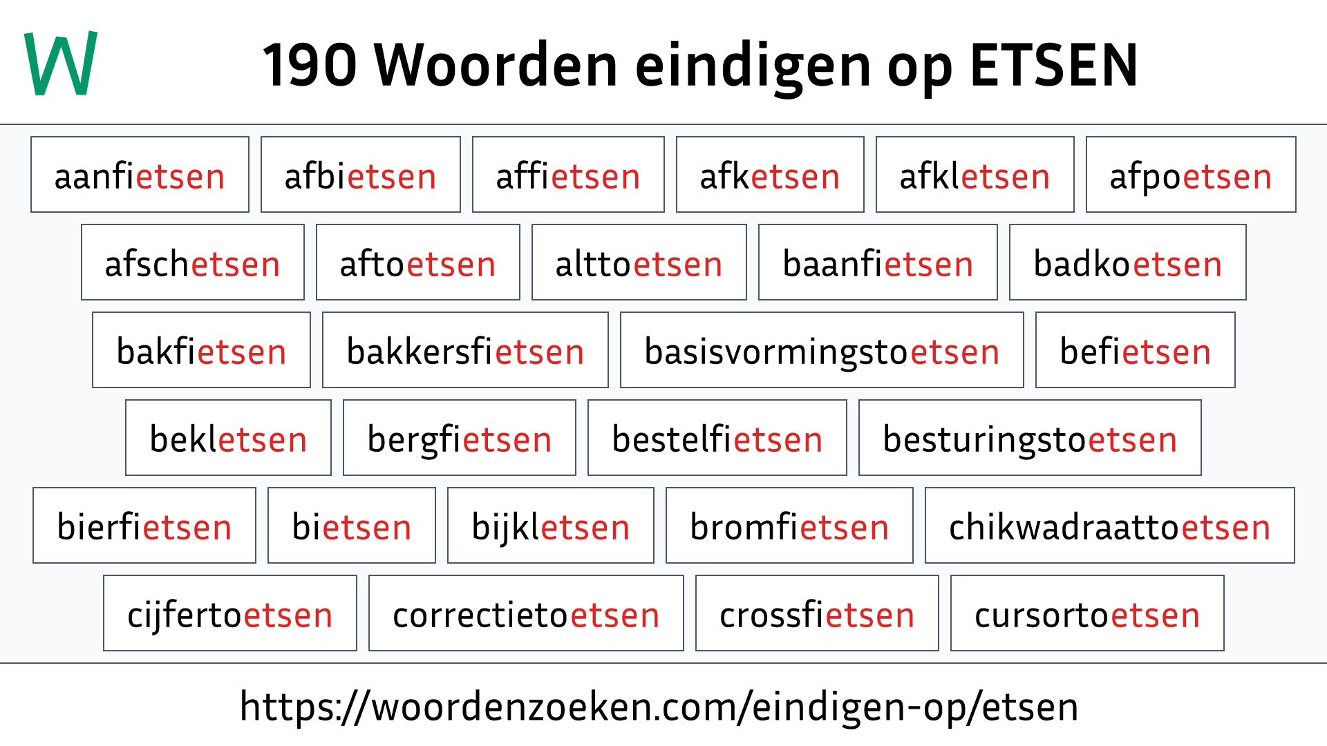 Woorden eindigen op ETSEN