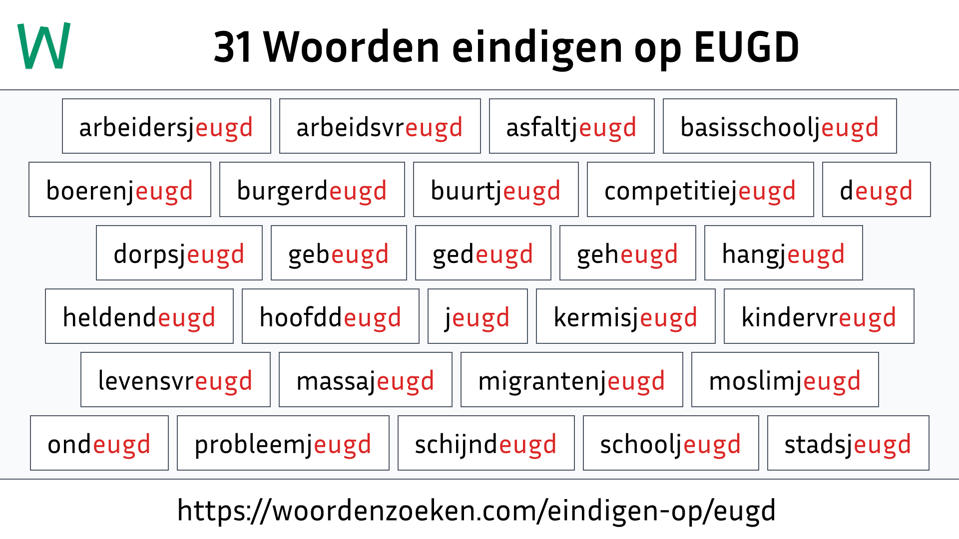 Woorden eindigen op EUGD