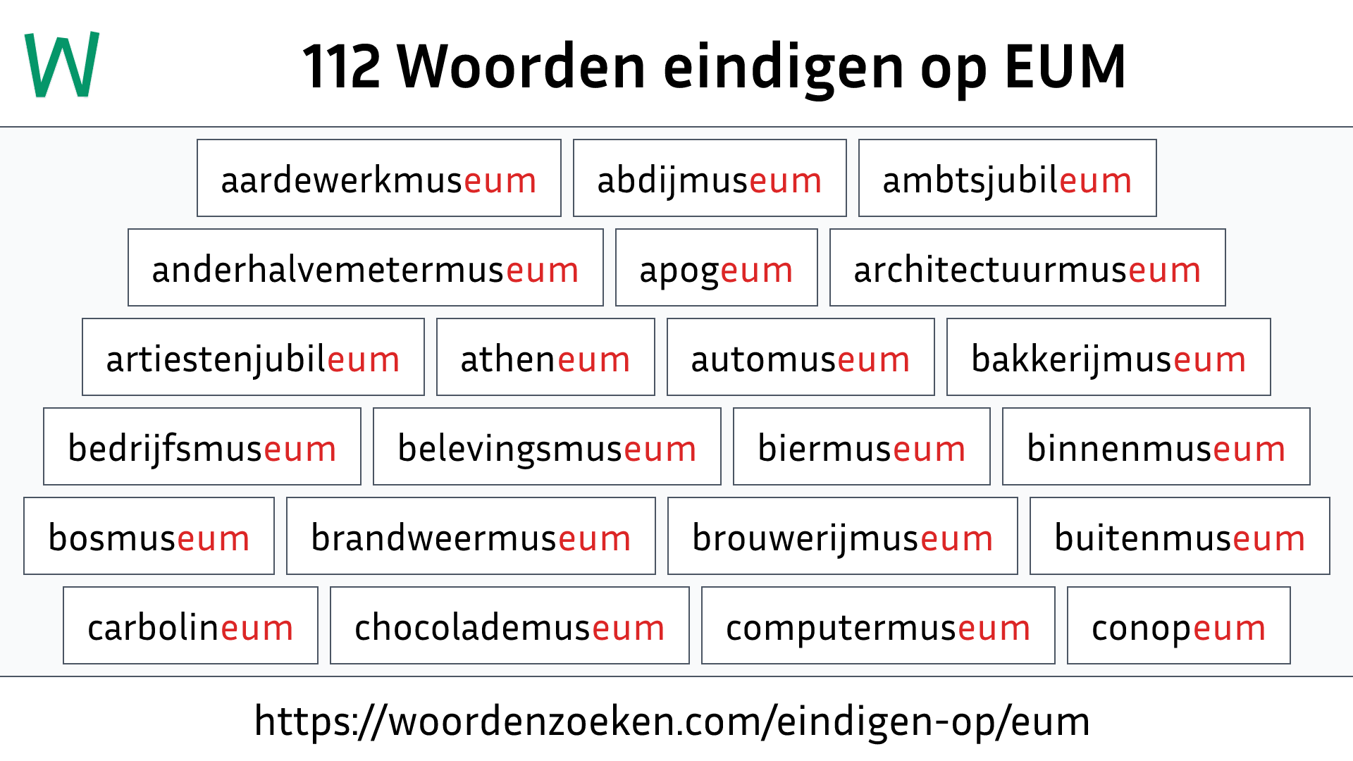 Woorden eindigen op EUM