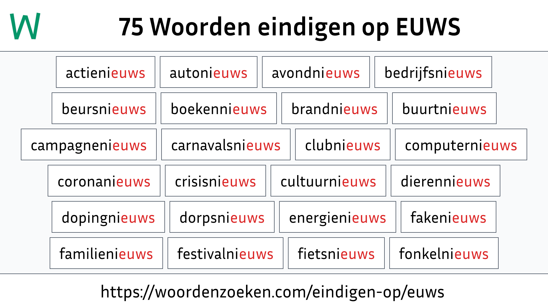Woorden eindigen op EUWS