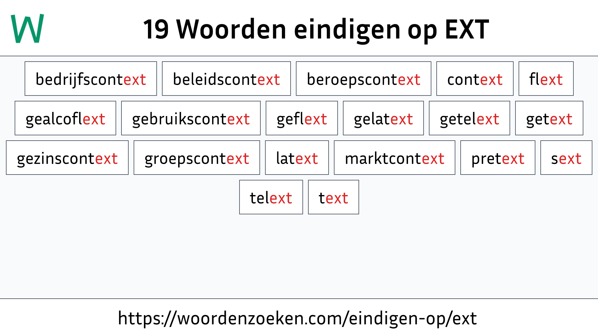 Woorden eindigen op EXT