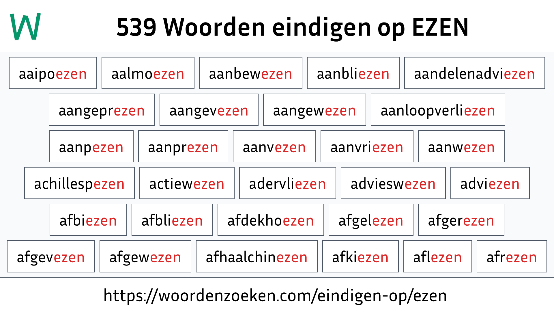 Woorden eindigen op EZEN