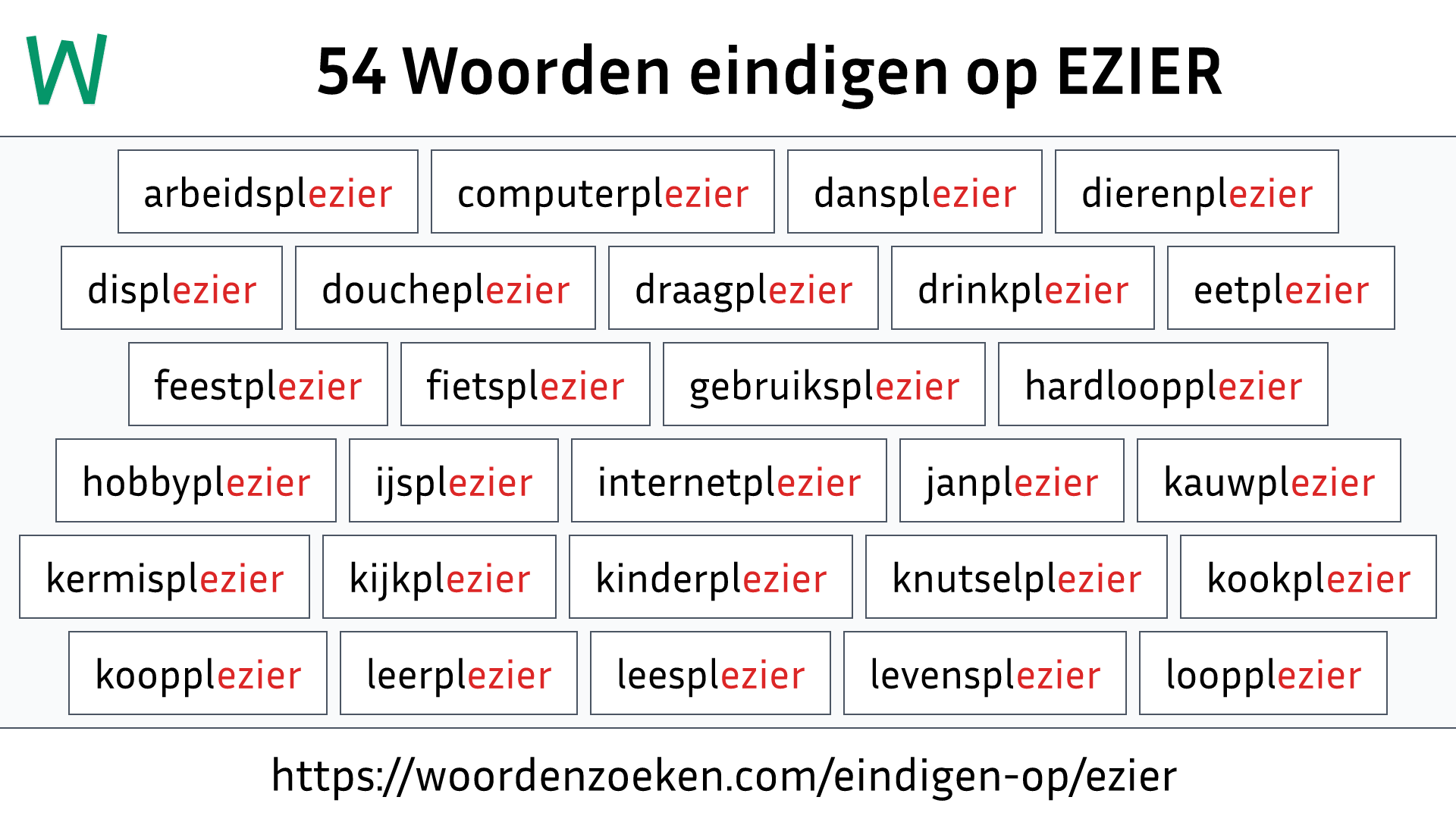 Woorden eindigen op EZIER