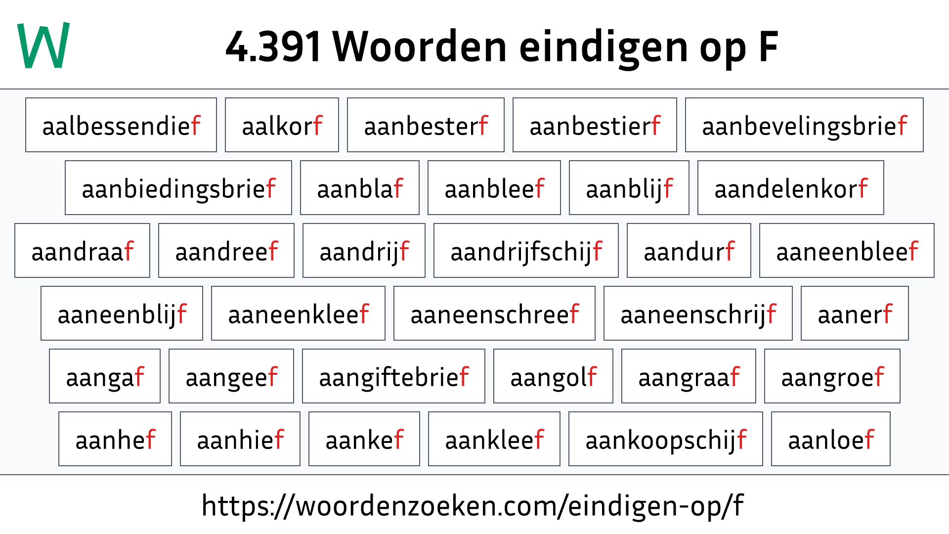 Woorden eindigen op F