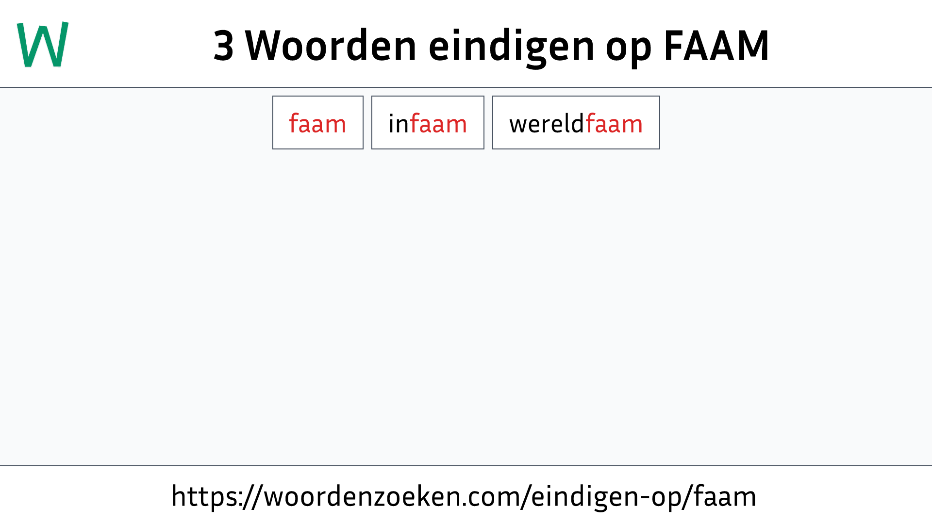 Woorden eindigen op FAAM