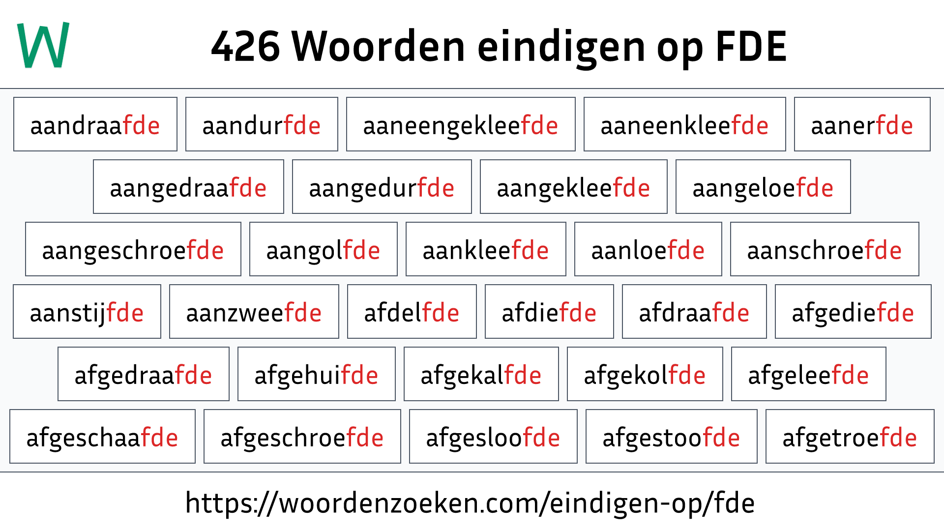 Woorden eindigen op FDE