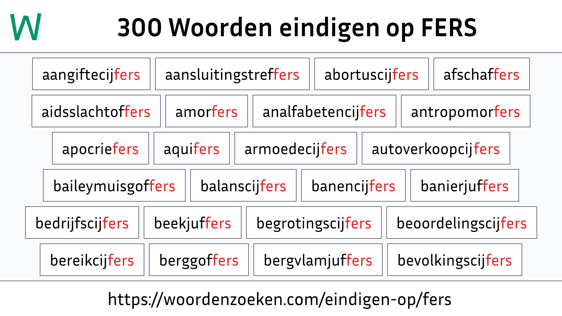 Woorden eindigen op FERS