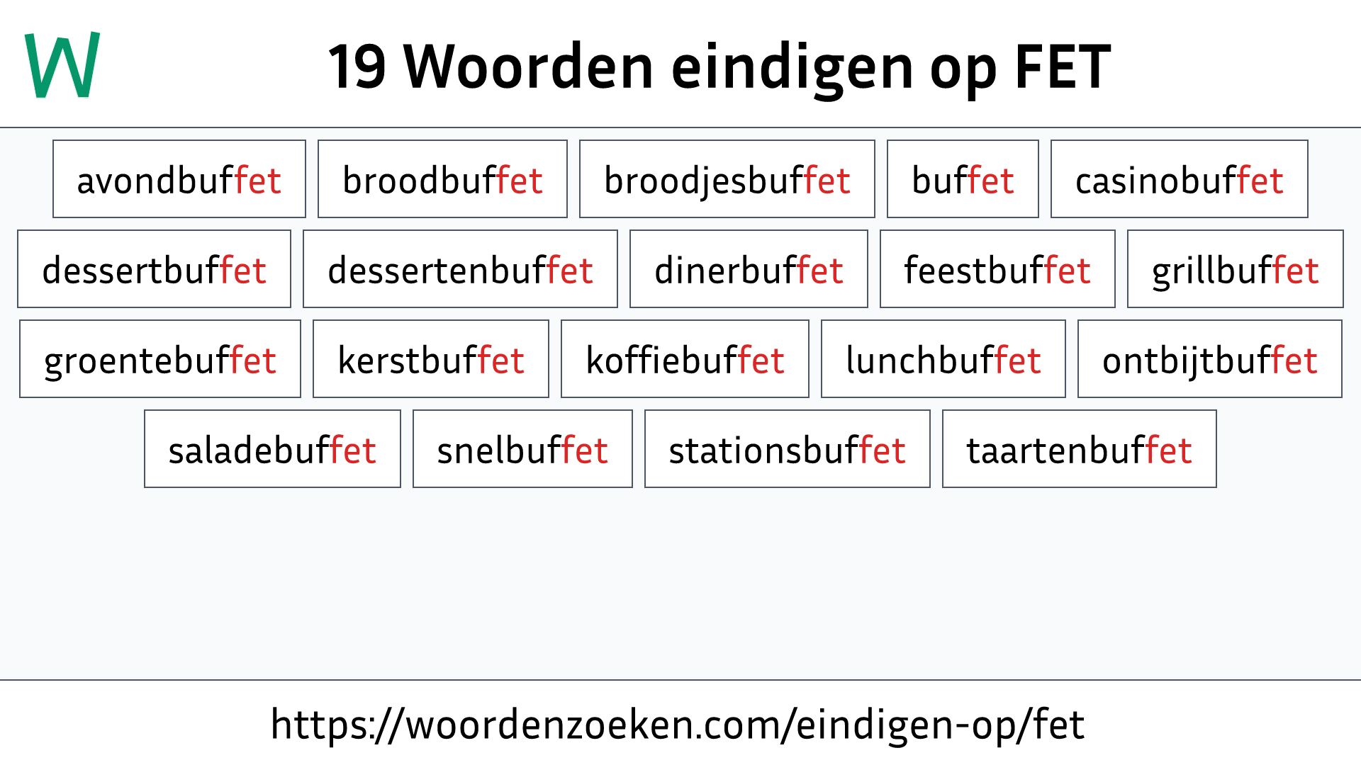 Woorden eindigen op FET