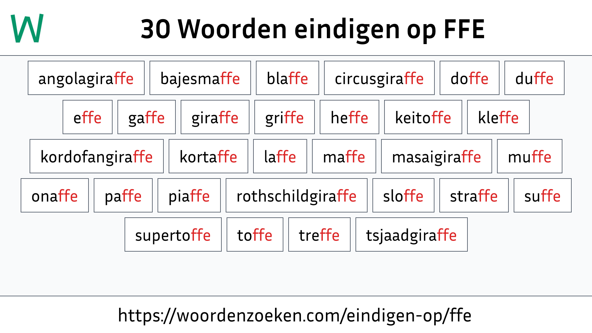 Woorden eindigen op FFE