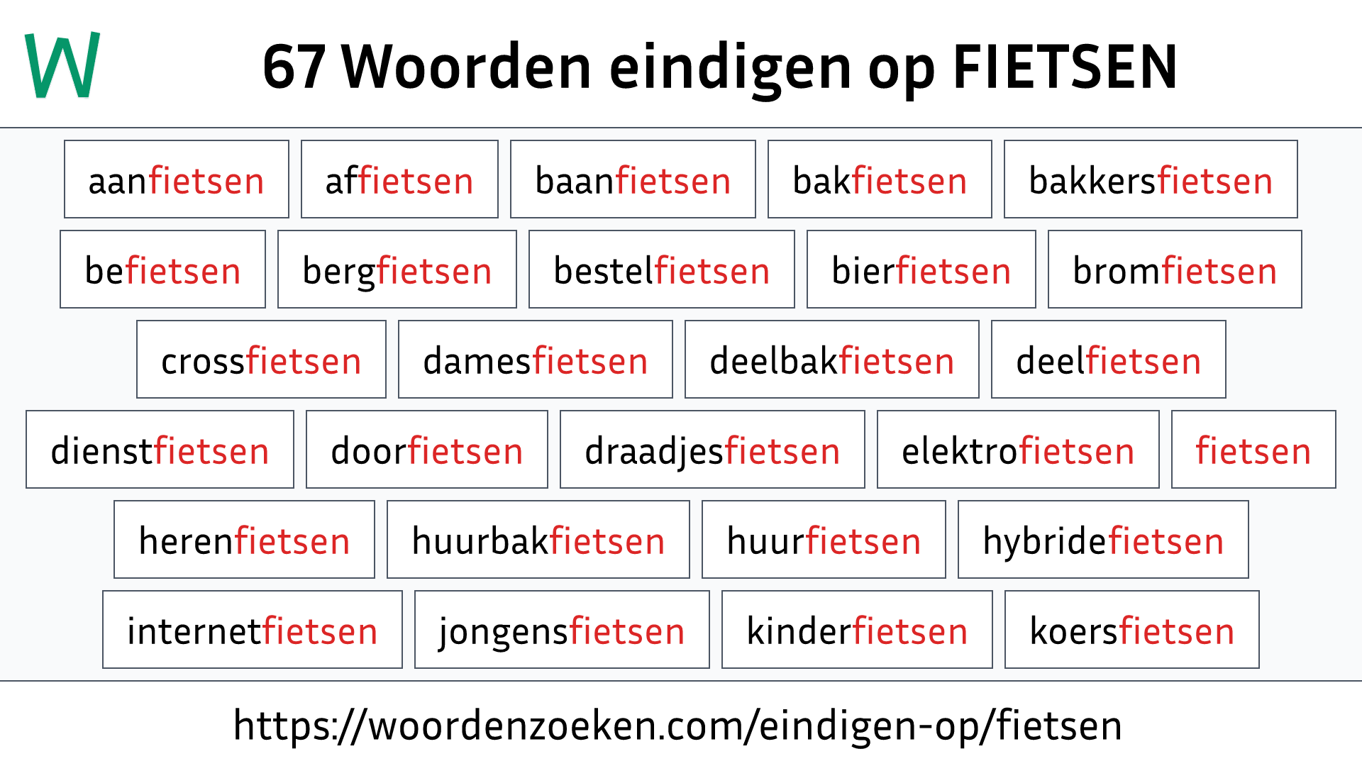 Woorden eindigen op FIETSEN