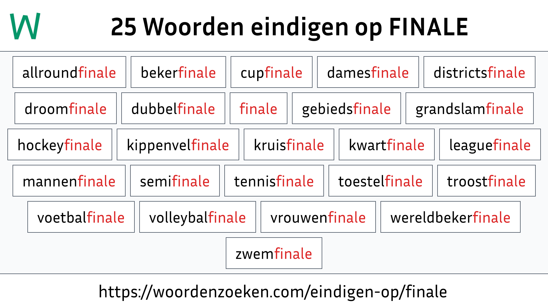 Woorden eindigen op FINALE