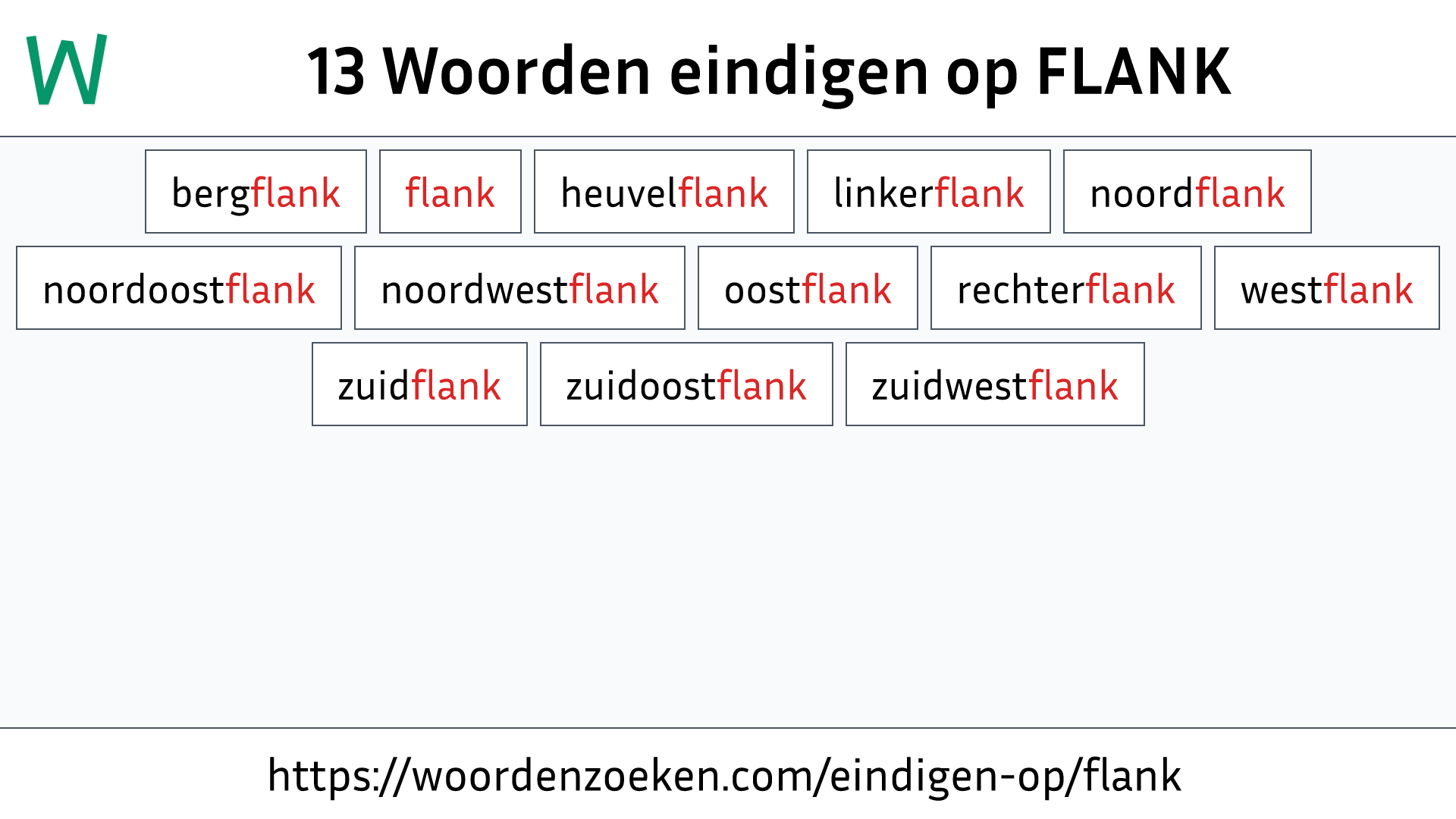 Woorden eindigen op FLANK