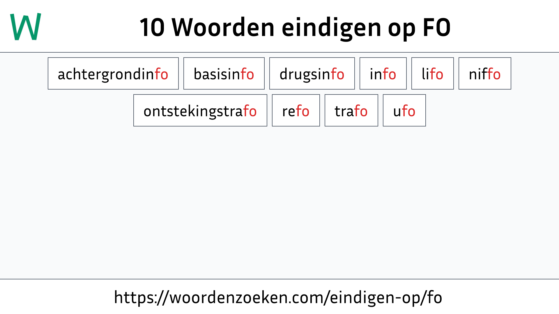 Woorden eindigen op FO