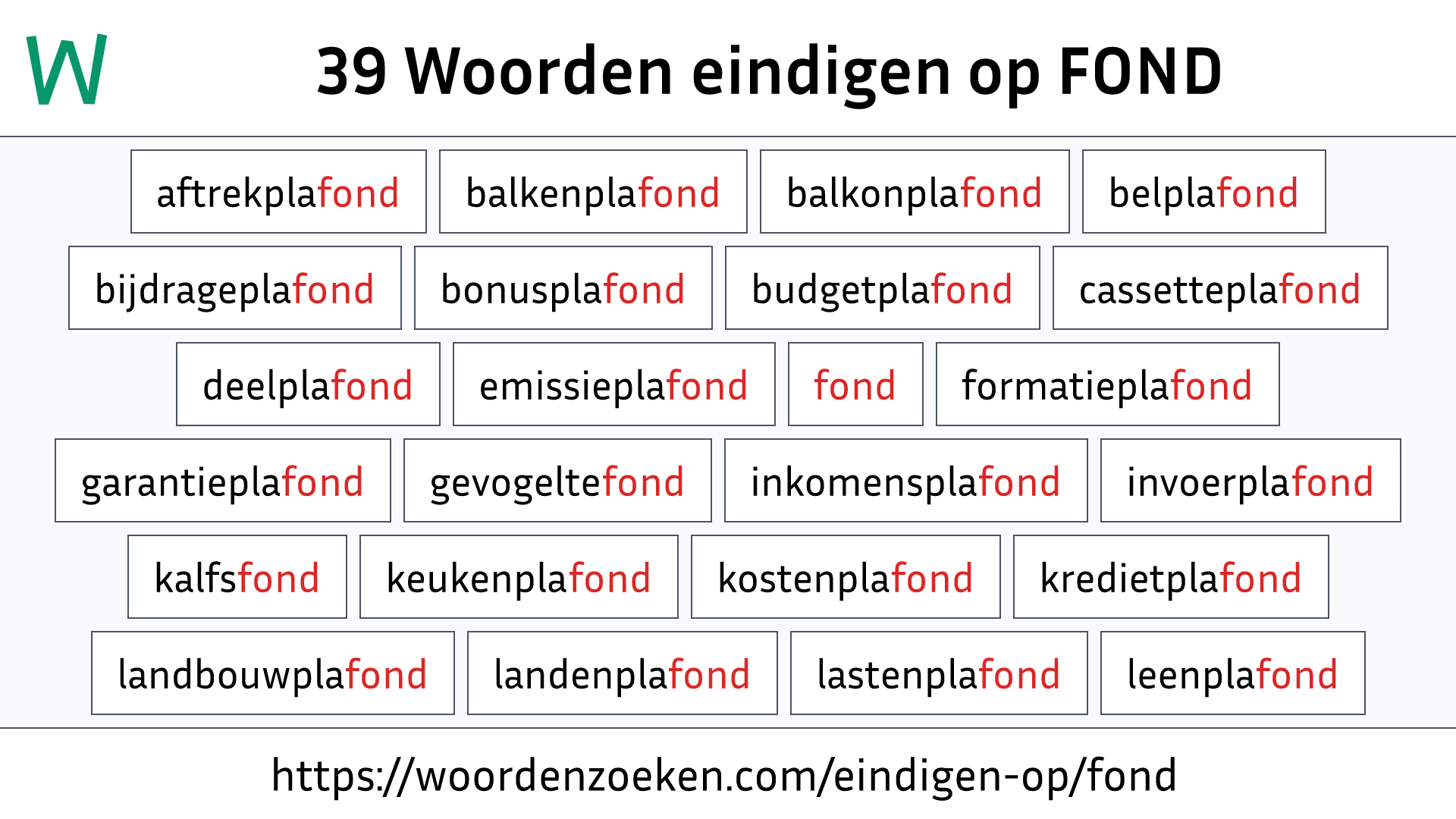 Woorden eindigen op FOND