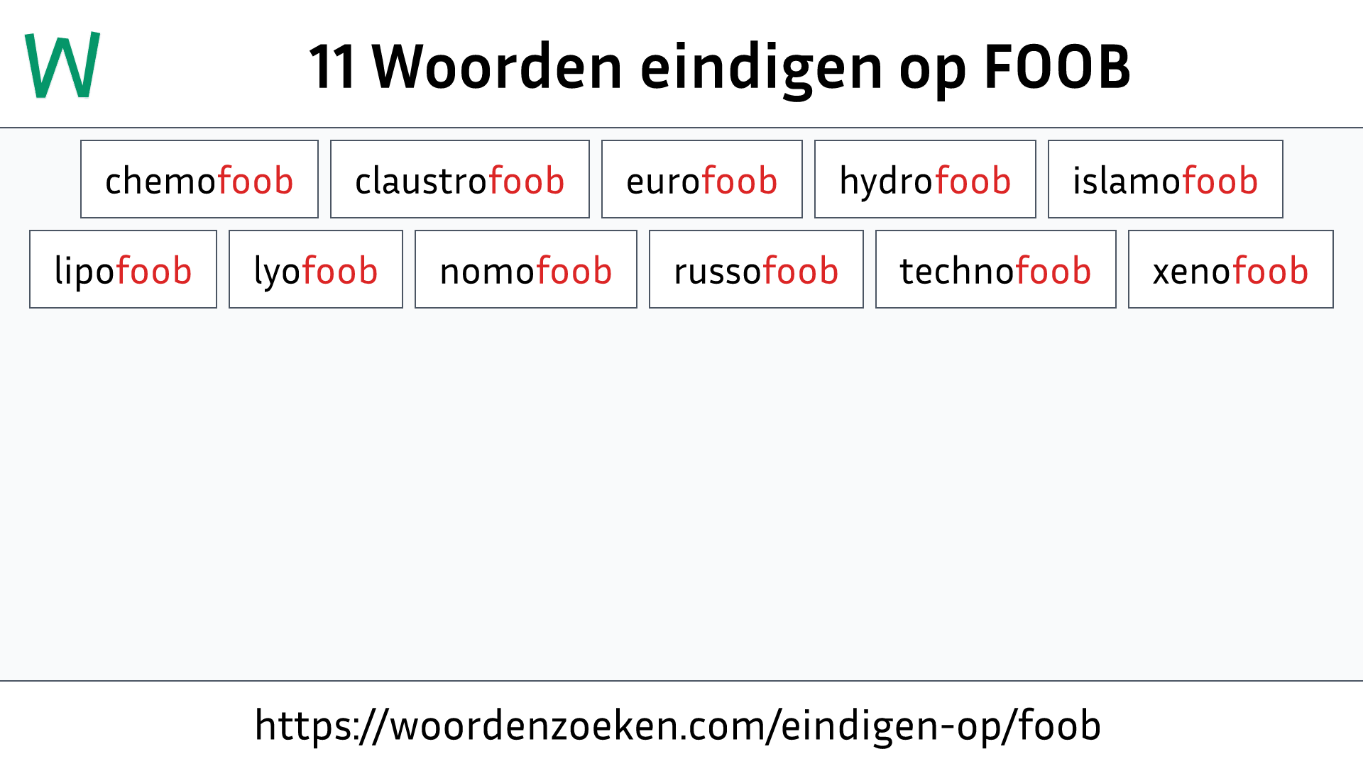 Woorden eindigen op FOOB