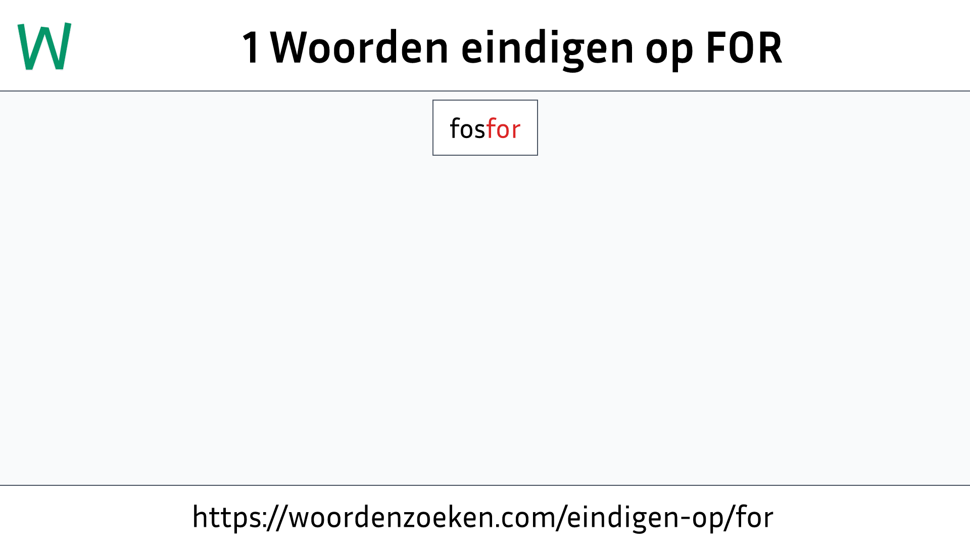 Woorden eindigen op FOR