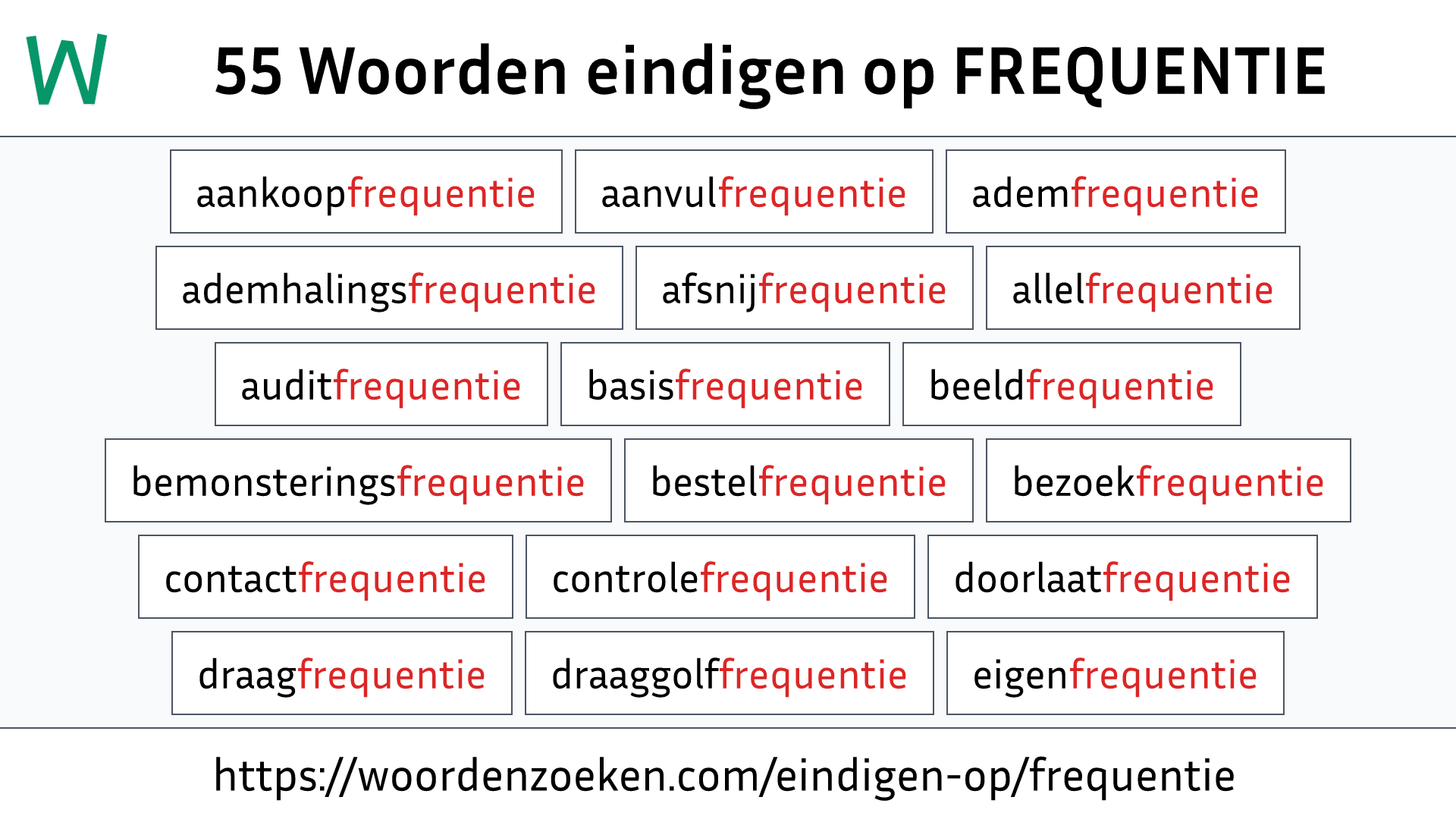 Woorden eindigen op FREQUENTIE