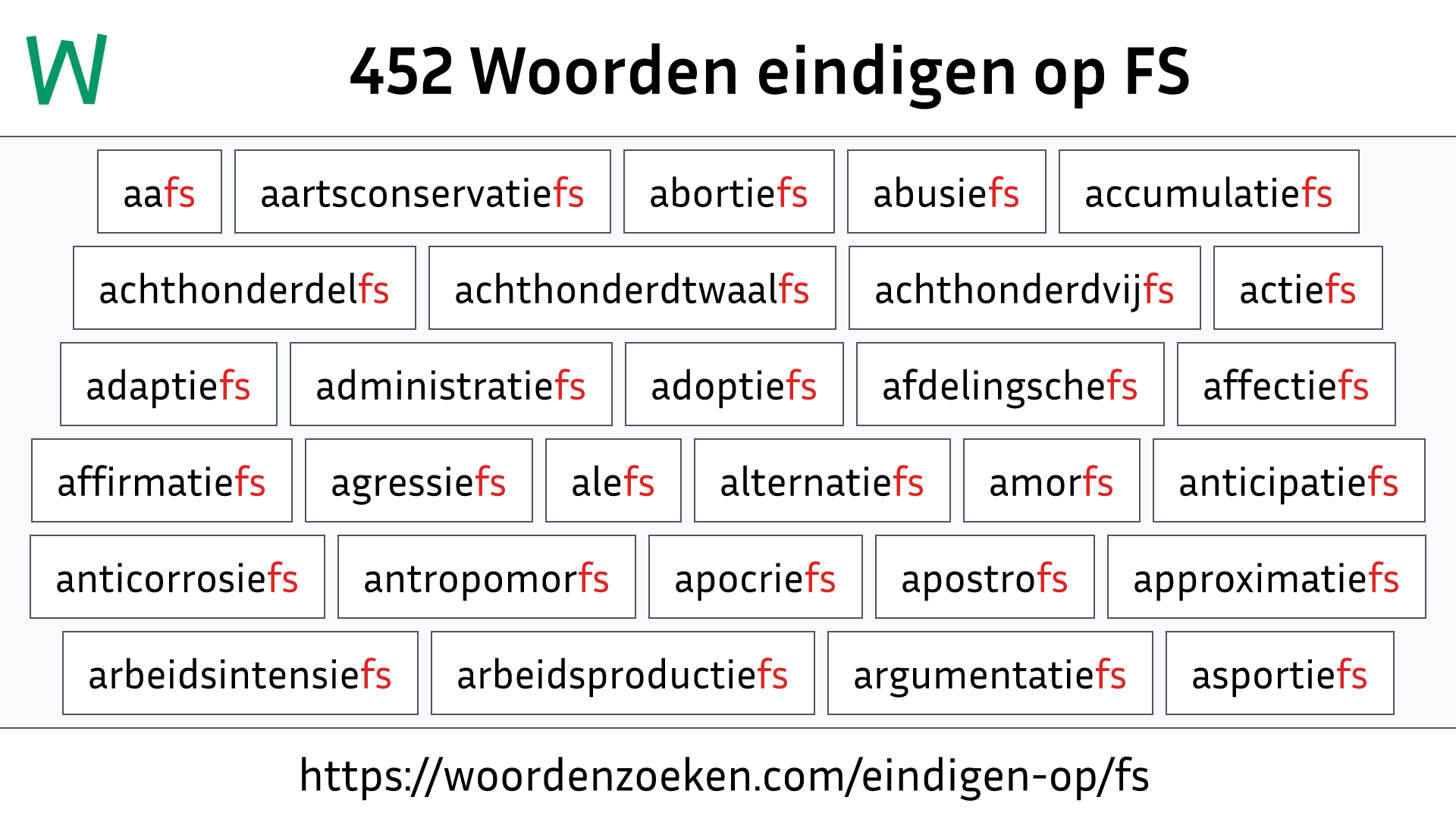 Woorden eindigen op FS
