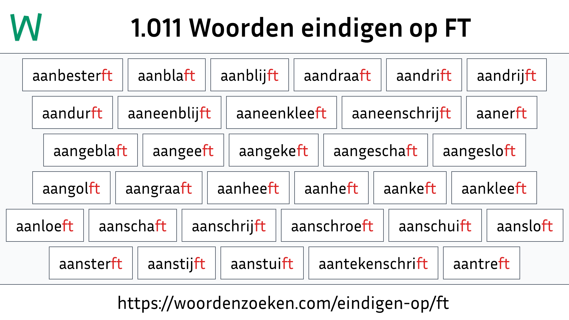 Woorden eindigen op FT