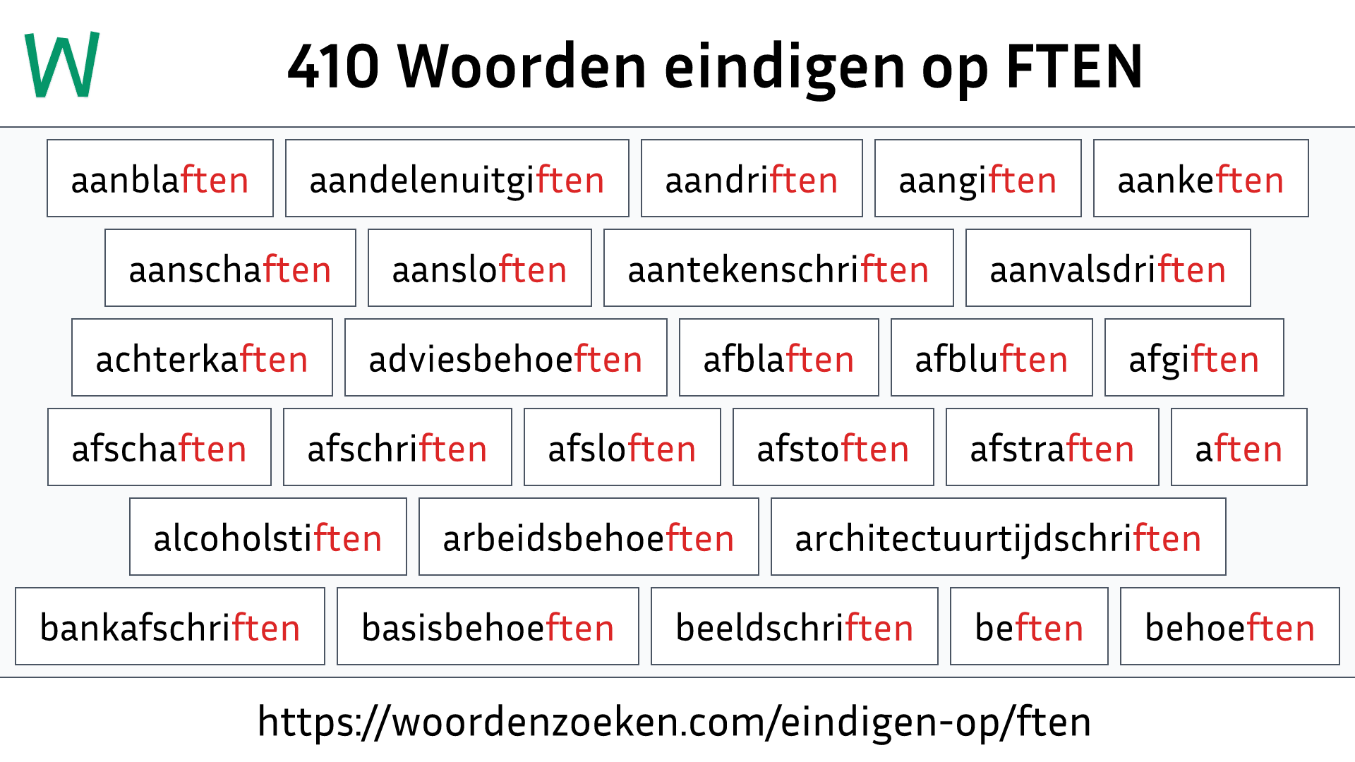 Woorden eindigen op FTEN