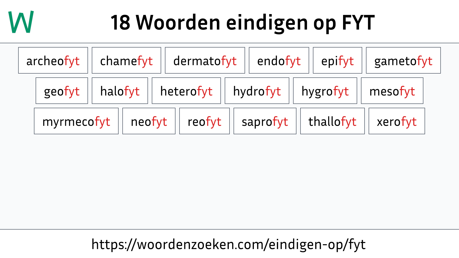 Woorden eindigen op FYT