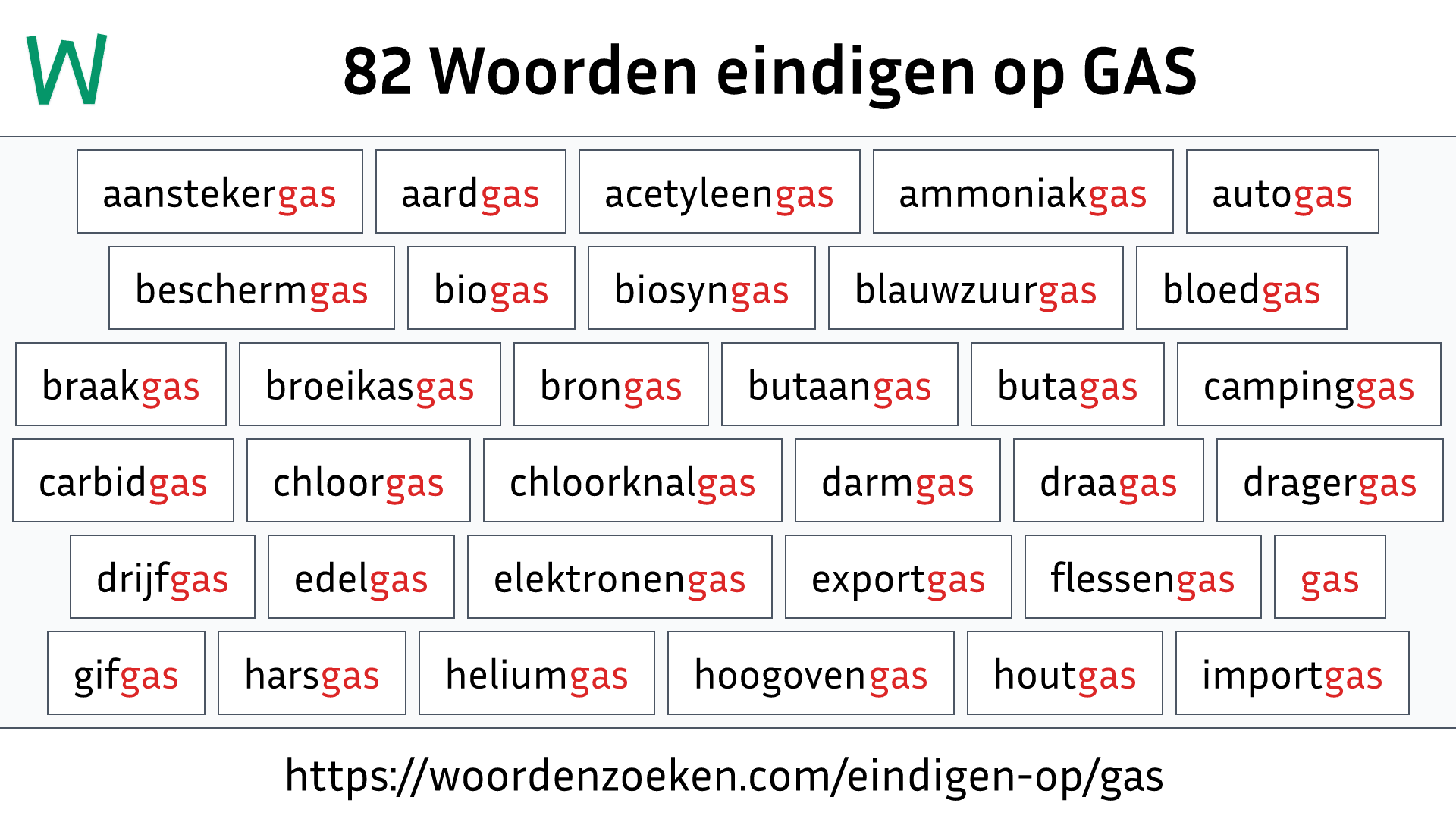 Woorden eindigen op GAS