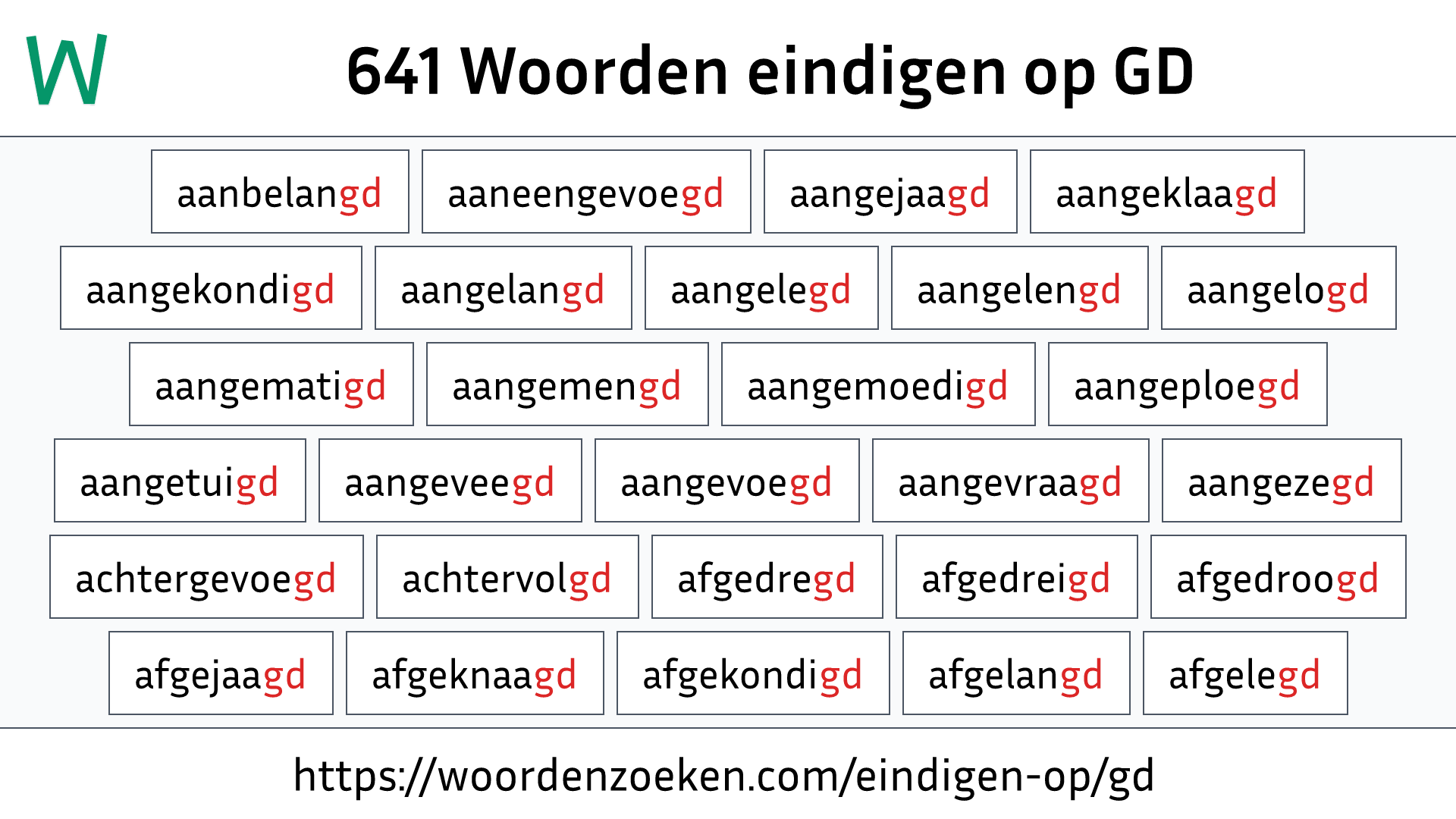 Woorden eindigen op GD