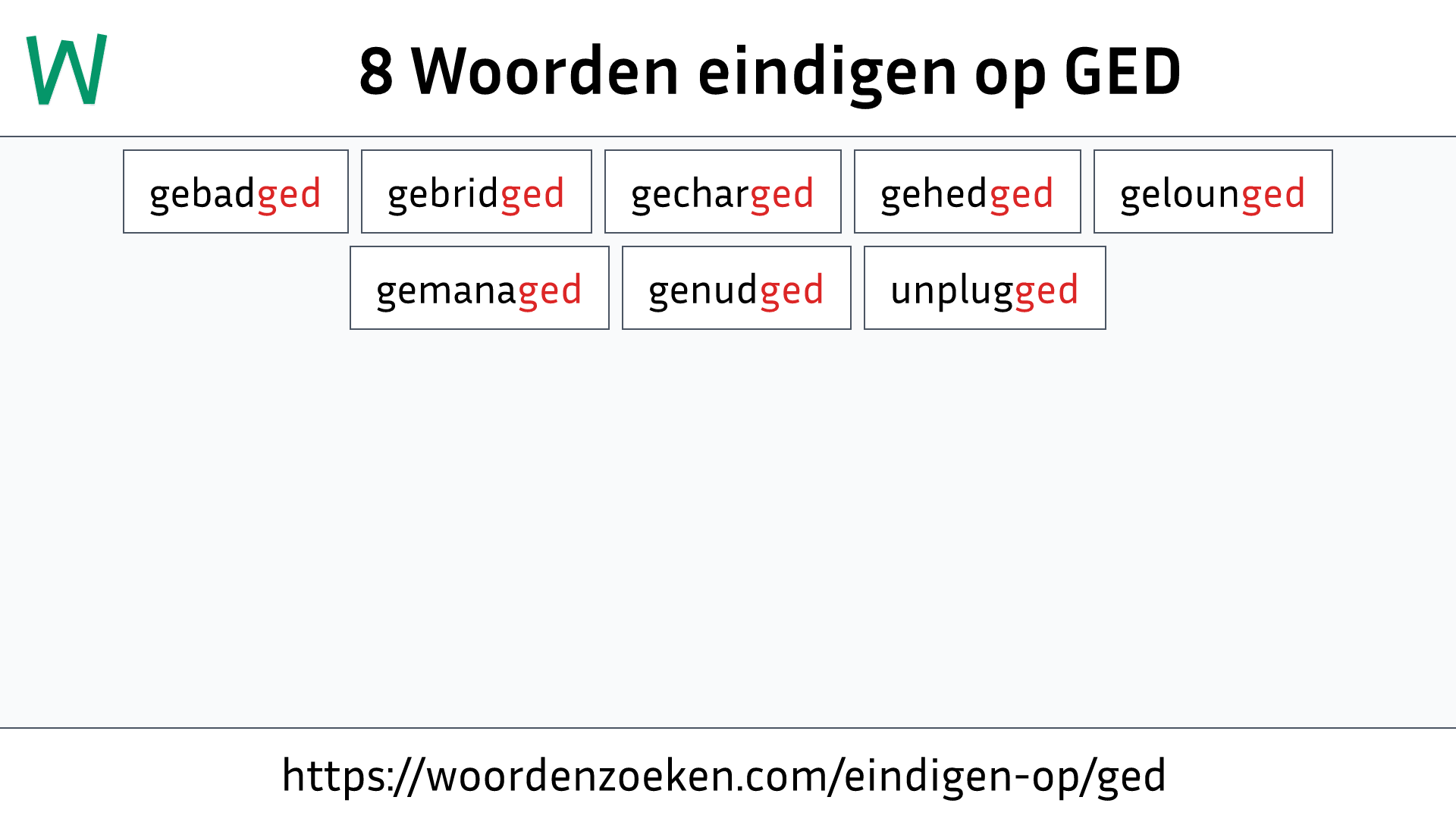 Woorden eindigen op GED