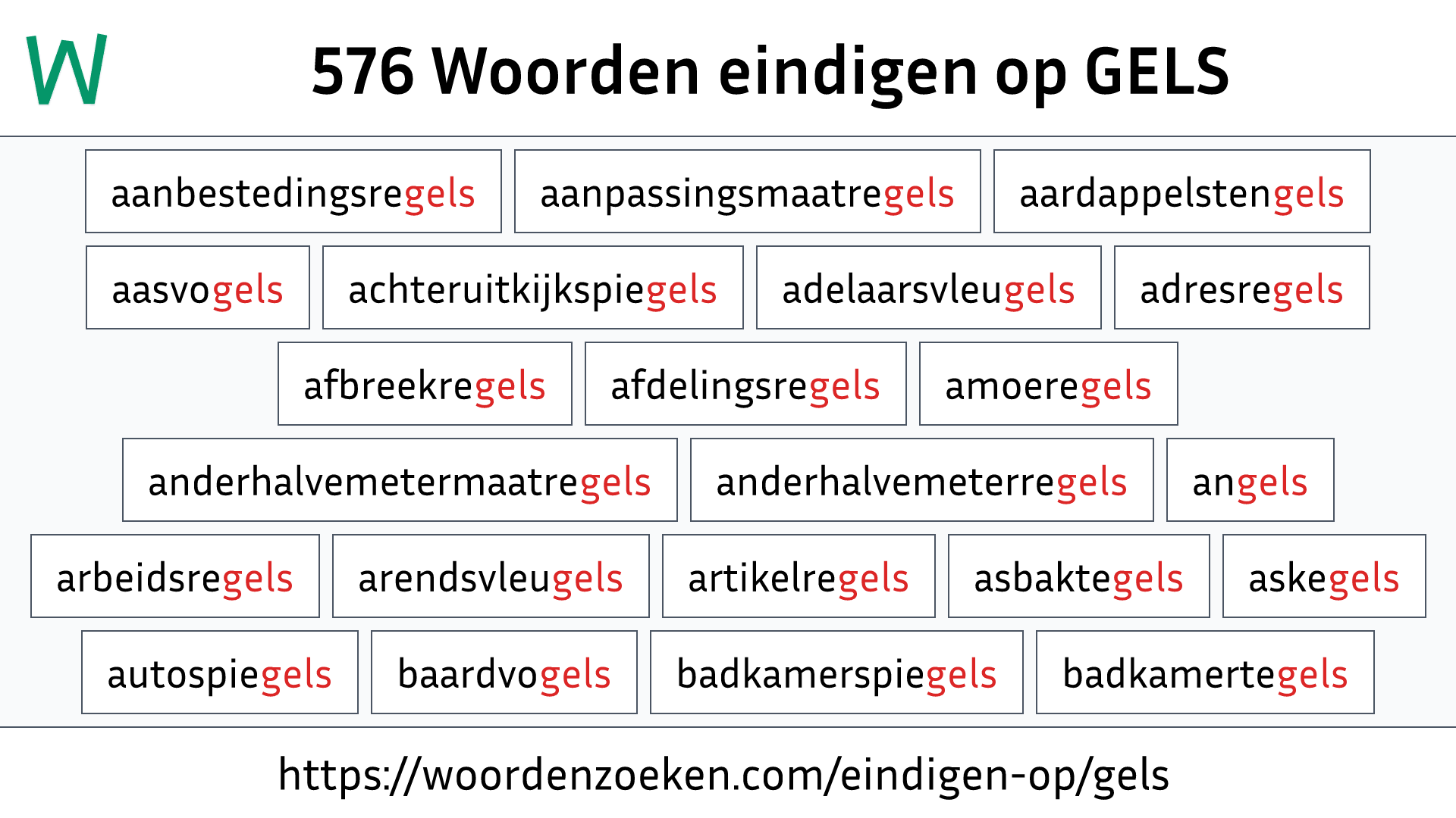 Woorden eindigen op GELS