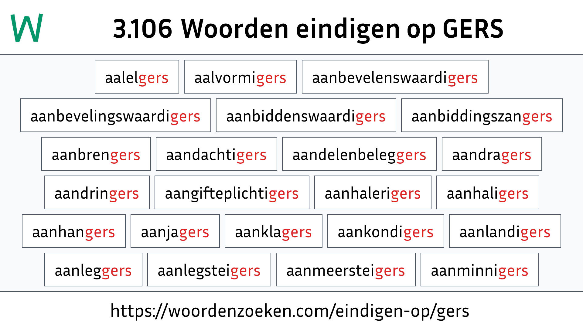 Woorden eindigen op GERS