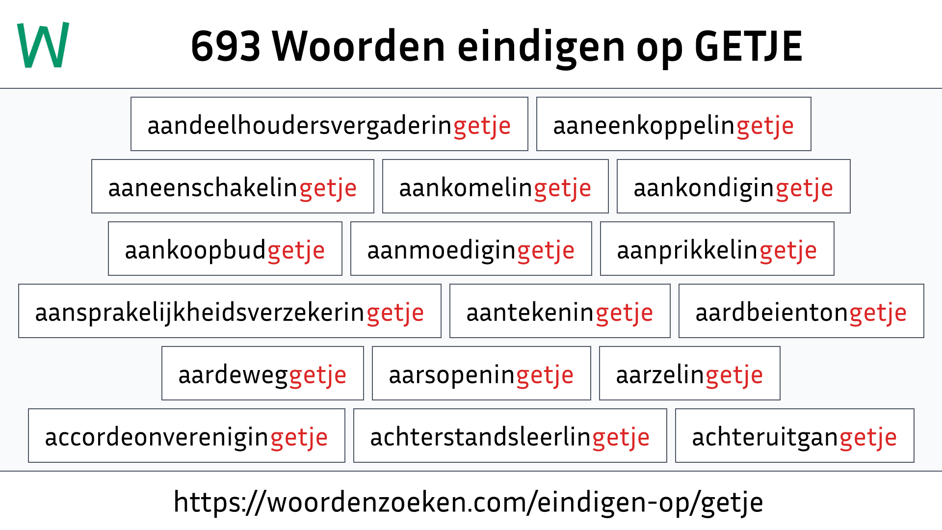 Woorden eindigen op GETJE