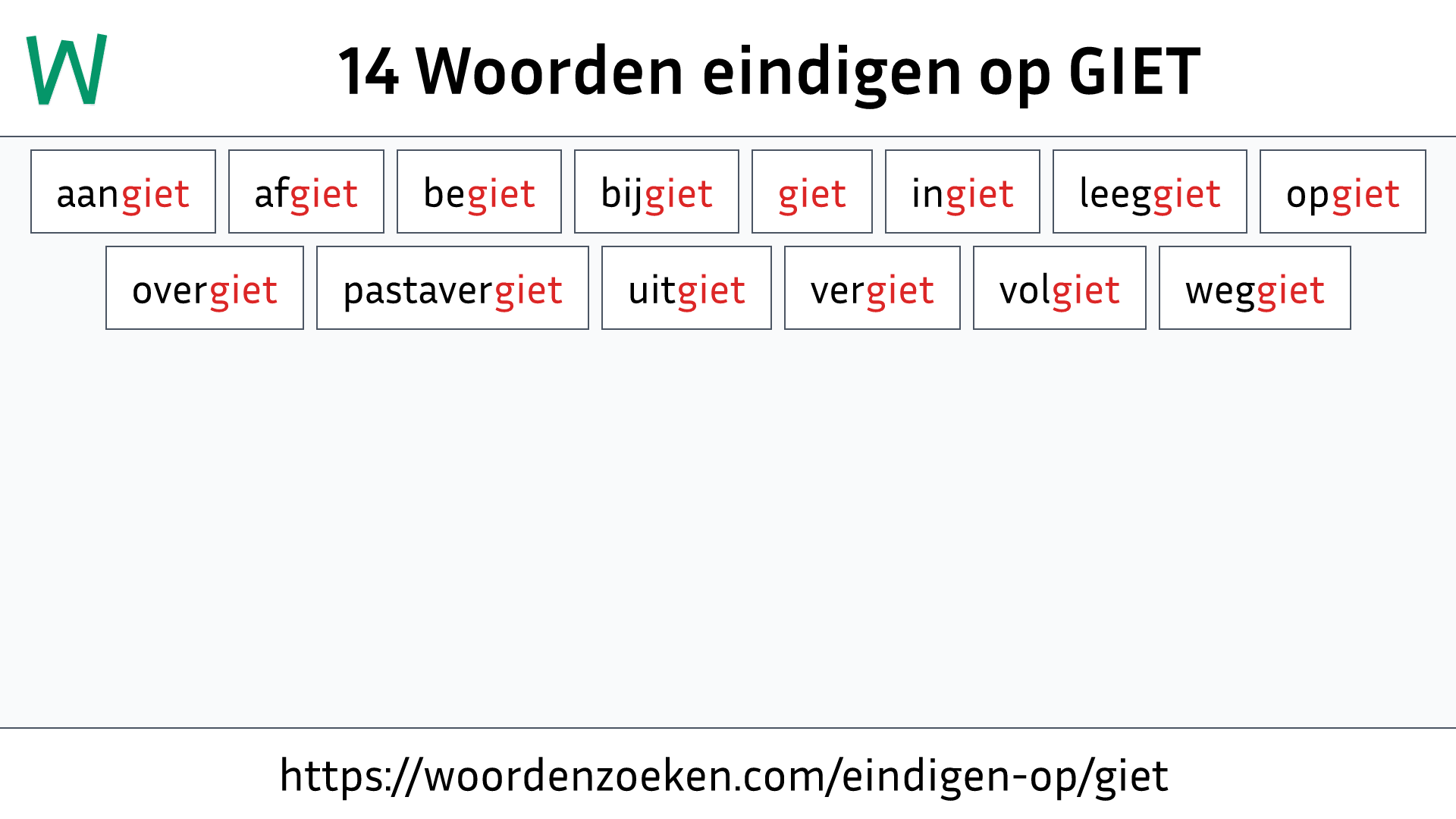 Woorden eindigen op GIET