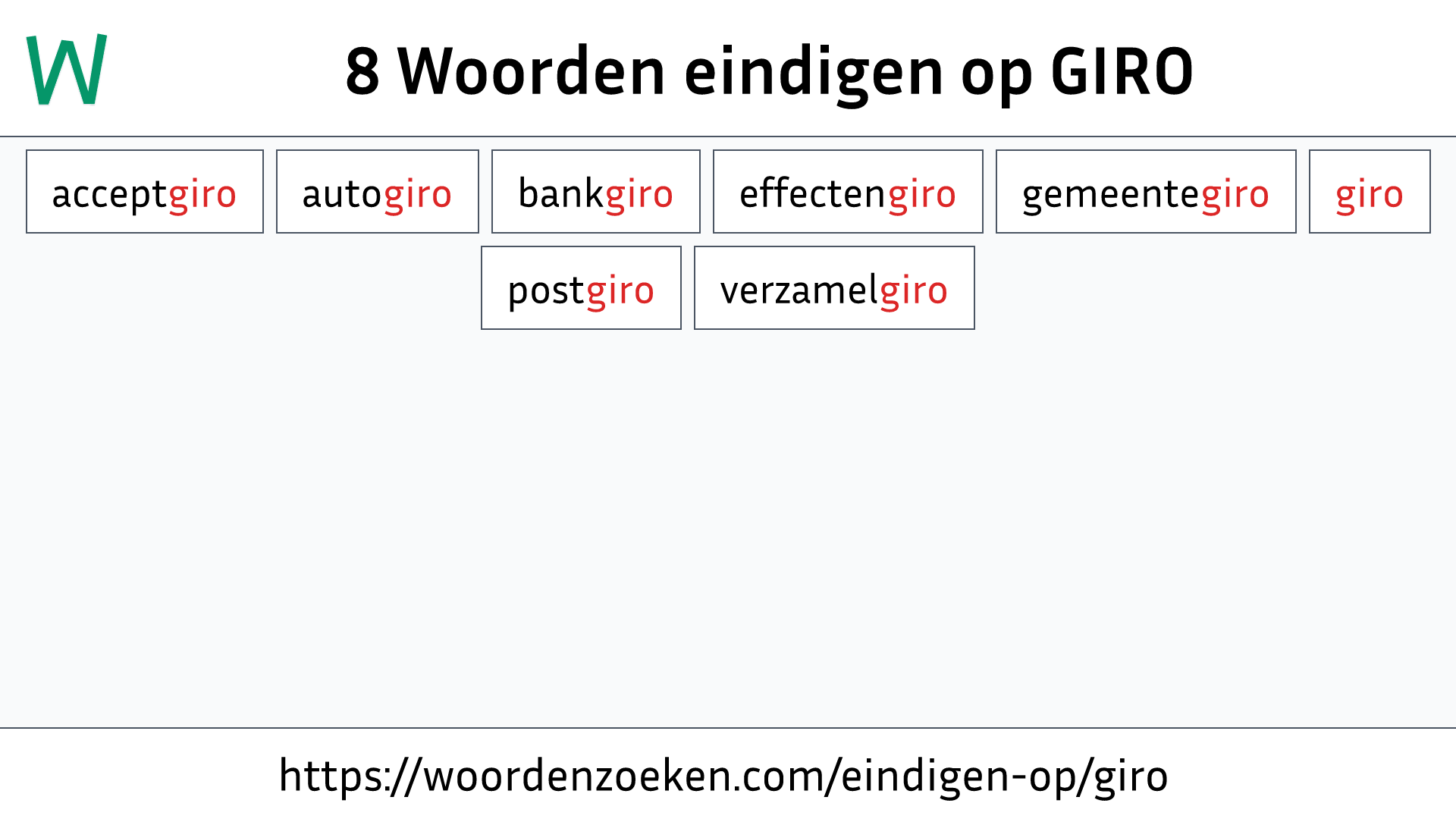 Woorden eindigen op GIRO