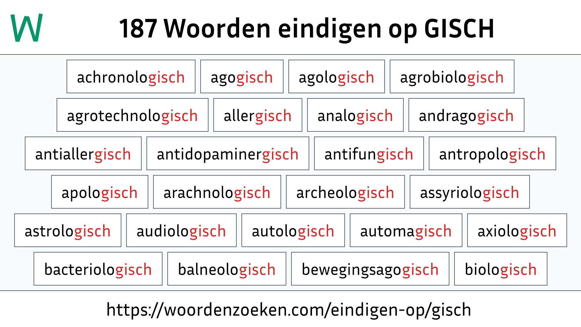 Woorden eindigen op GISCH