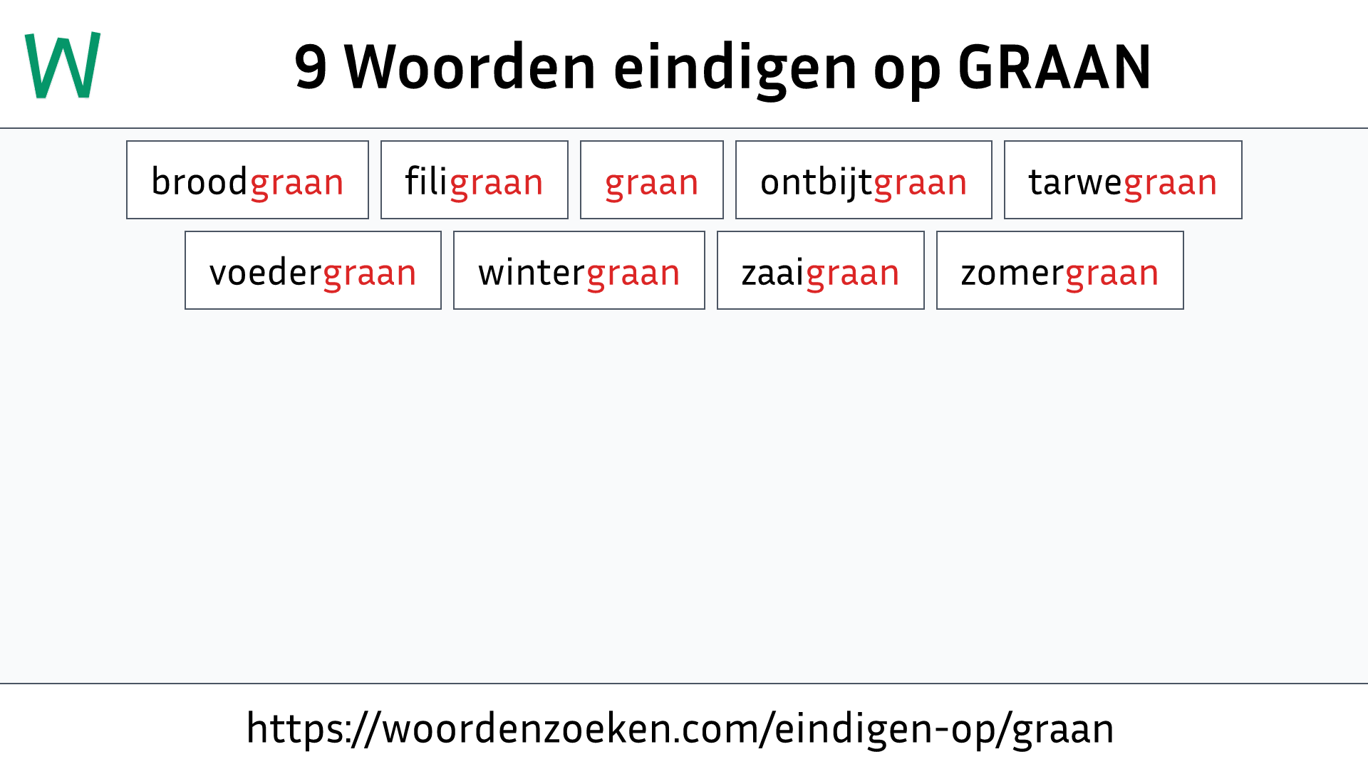 Woorden eindigen op GRAAN