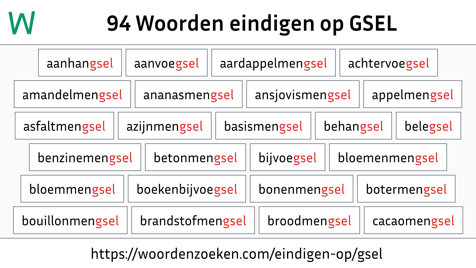 Woorden eindigen op GSEL