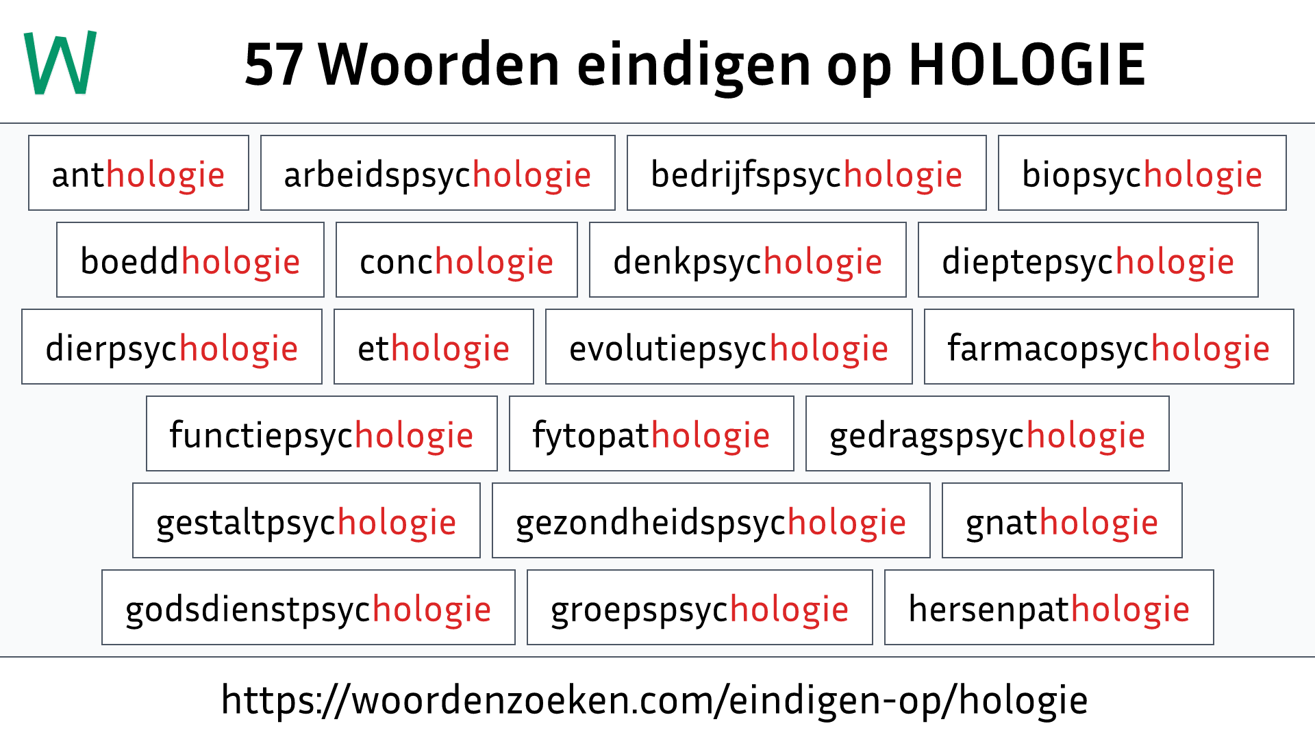 Woorden eindigen op HOLOGIE