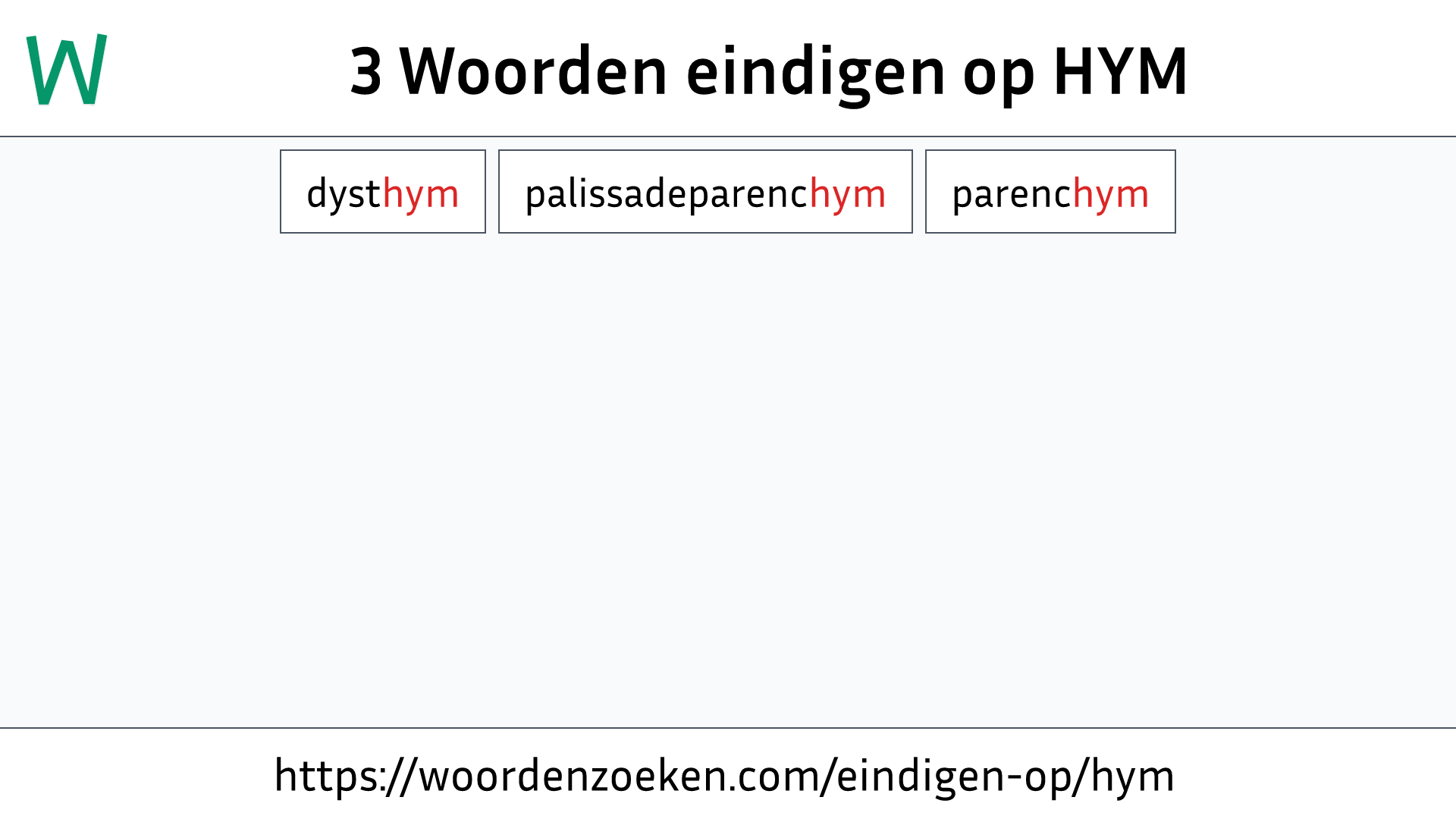 Woorden eindigen op HYM