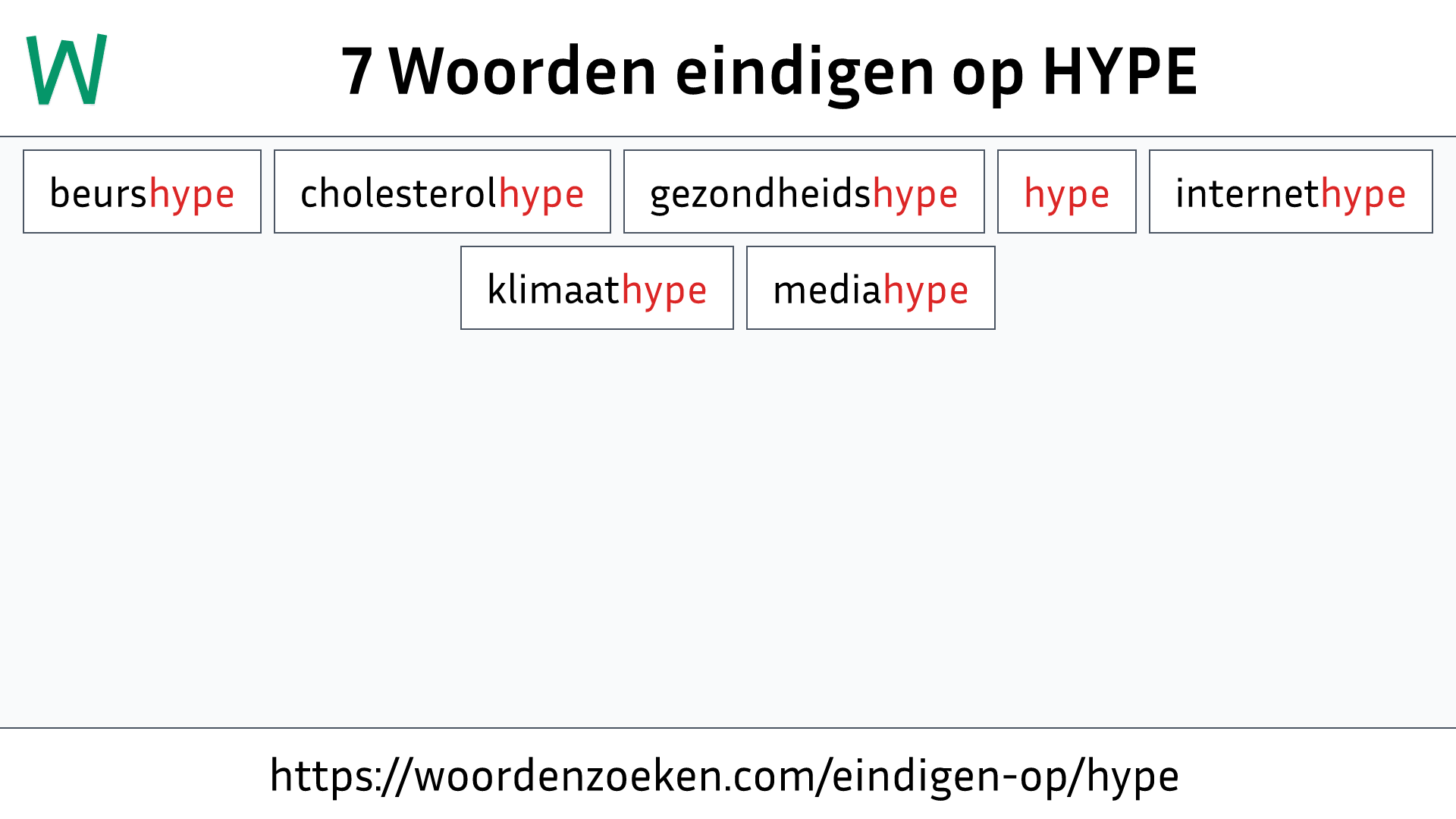 Woorden eindigen op HYPE