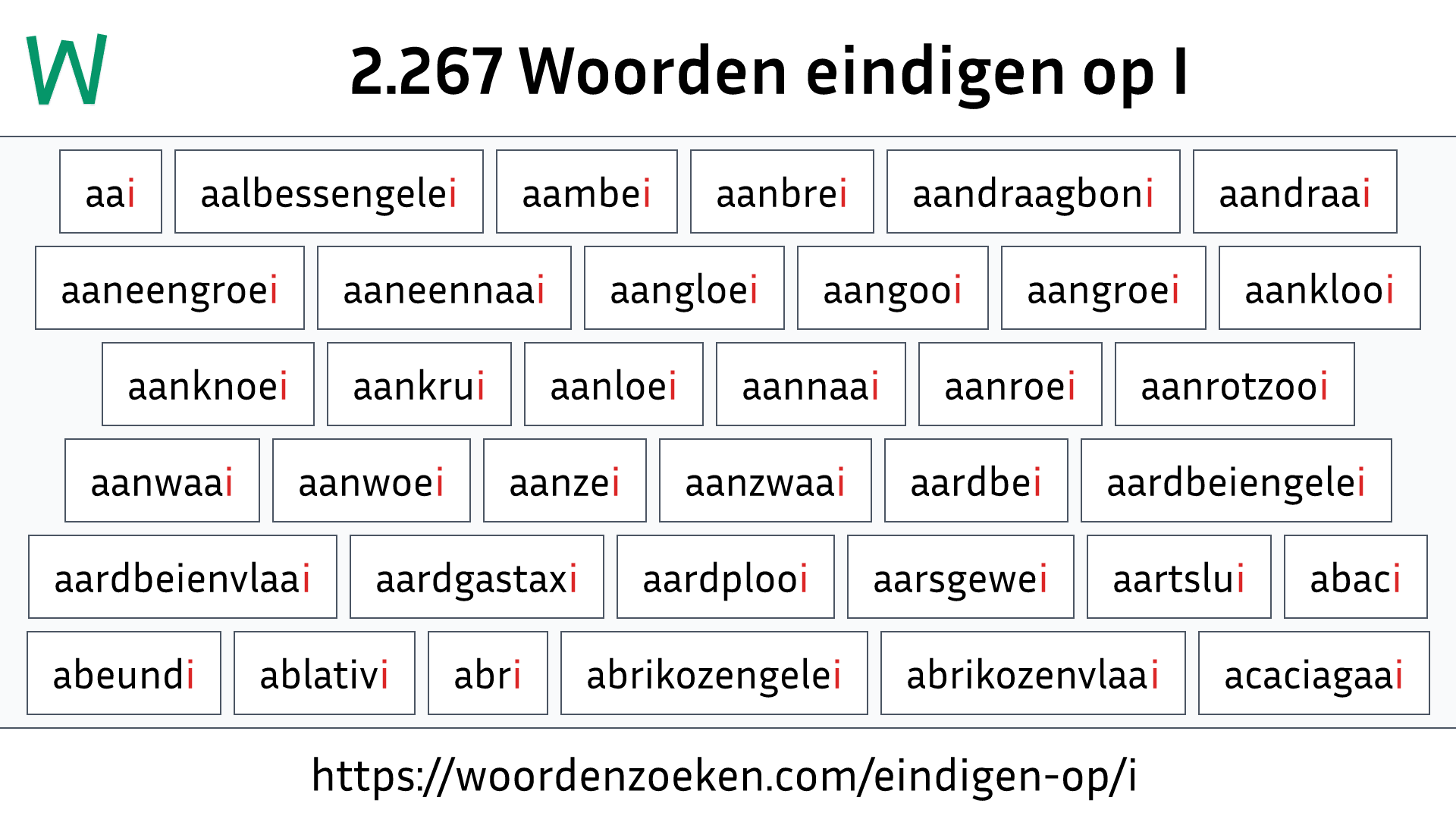 Woorden eindigen op I