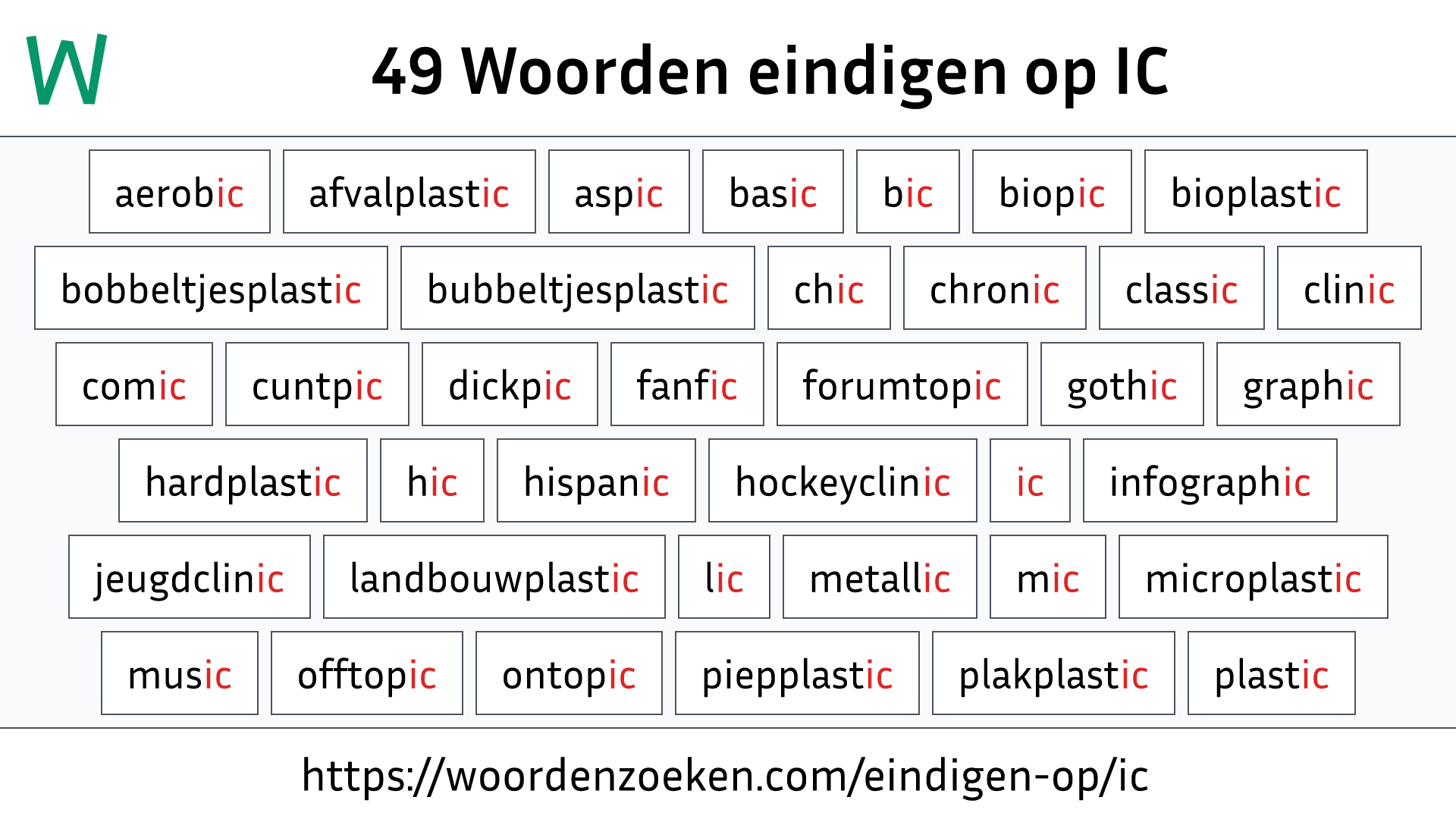 Woorden eindigen op IC