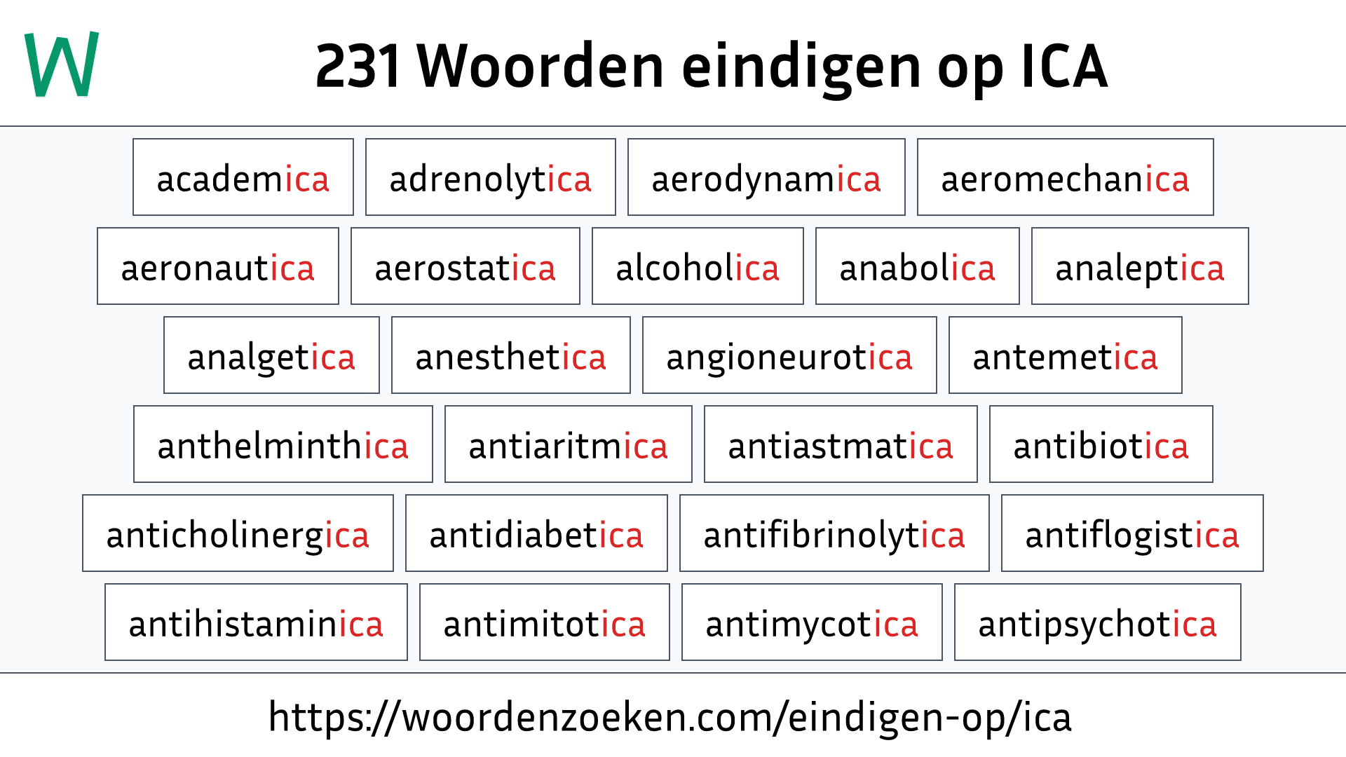 Woorden eindigen op ICA