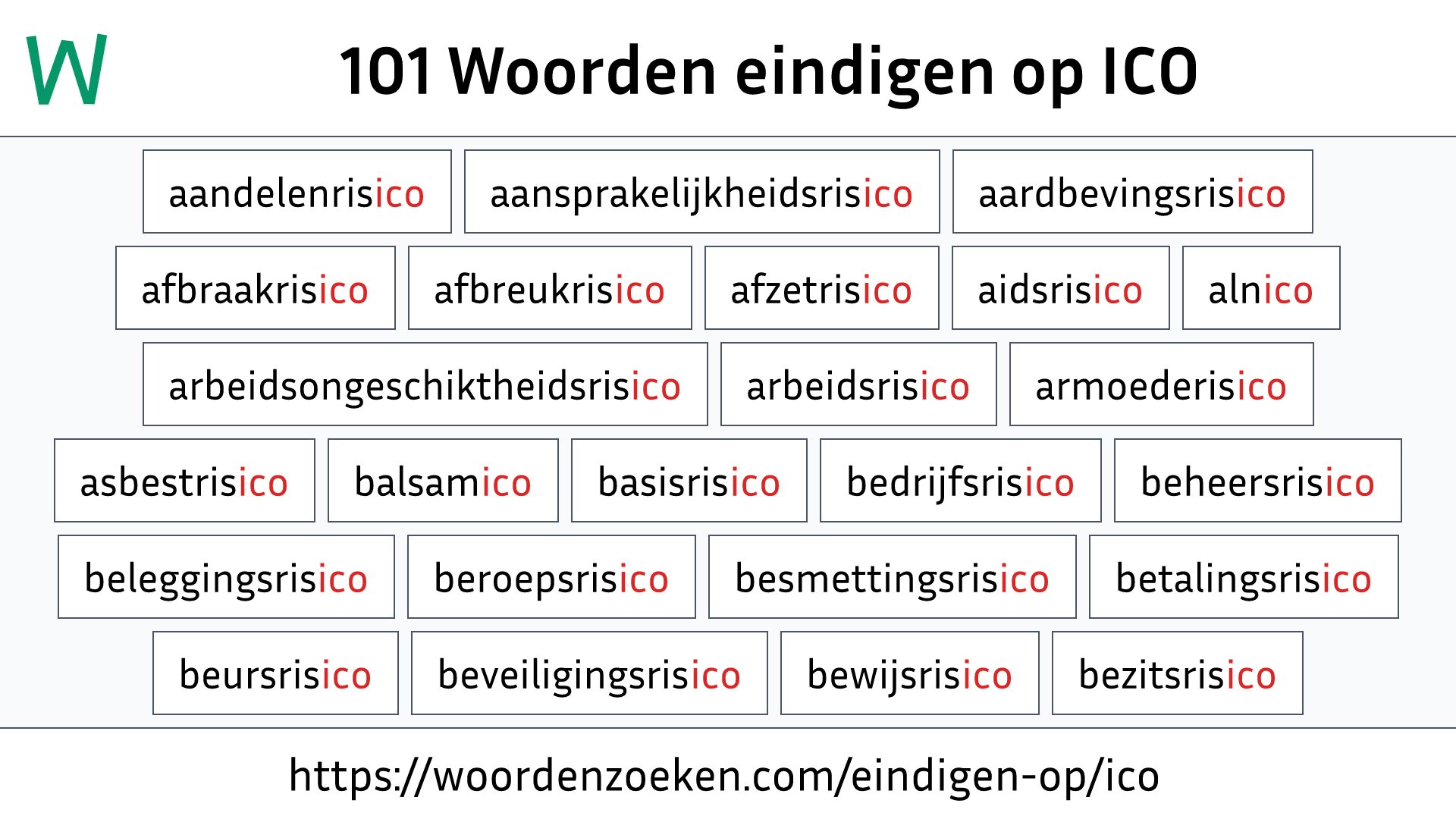 Woorden eindigen op ICO